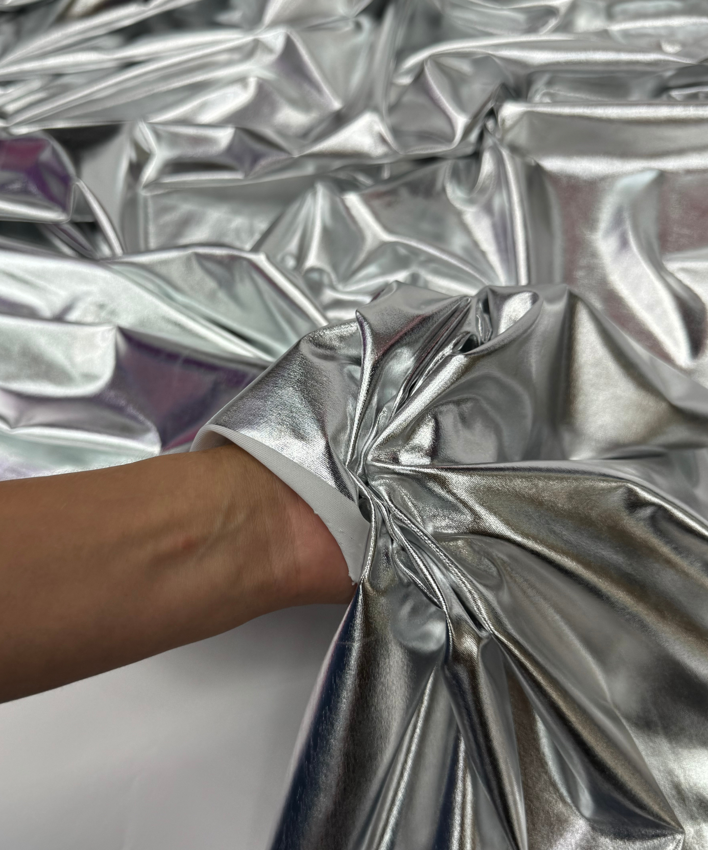 Silver Metallic Stretch Foil Lame