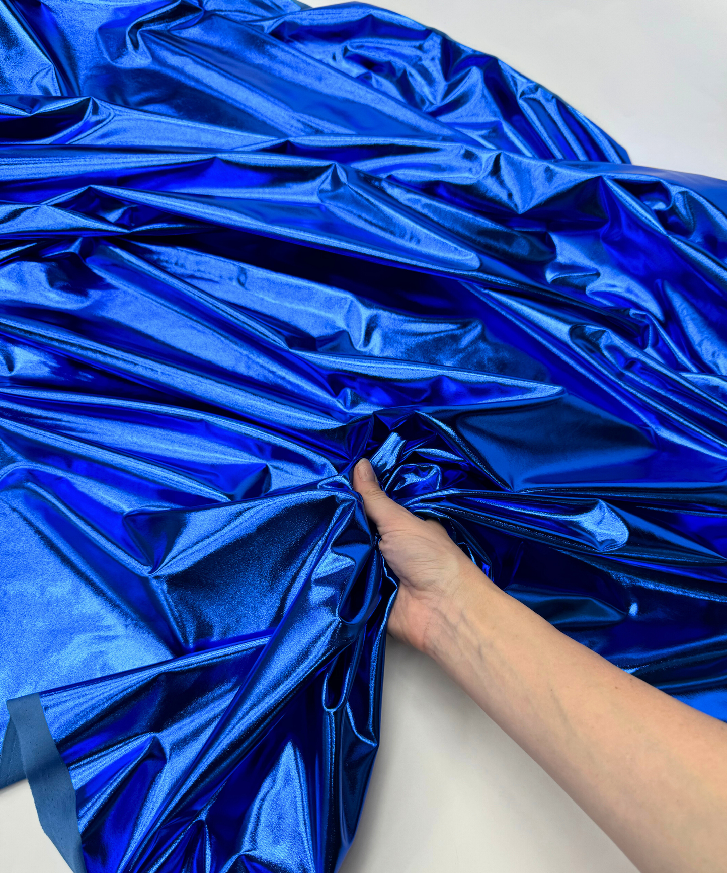 Royal Blue Metallic Stretch Foil Lame fabric