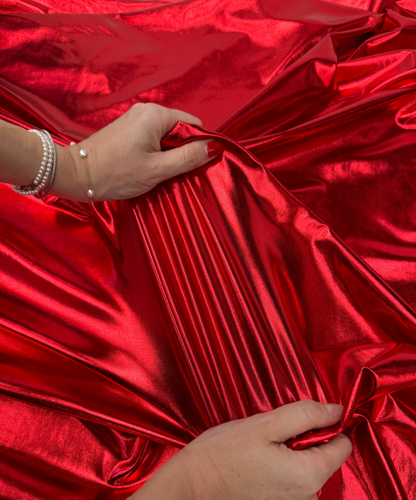Red Metallic Stretch Foil Lame