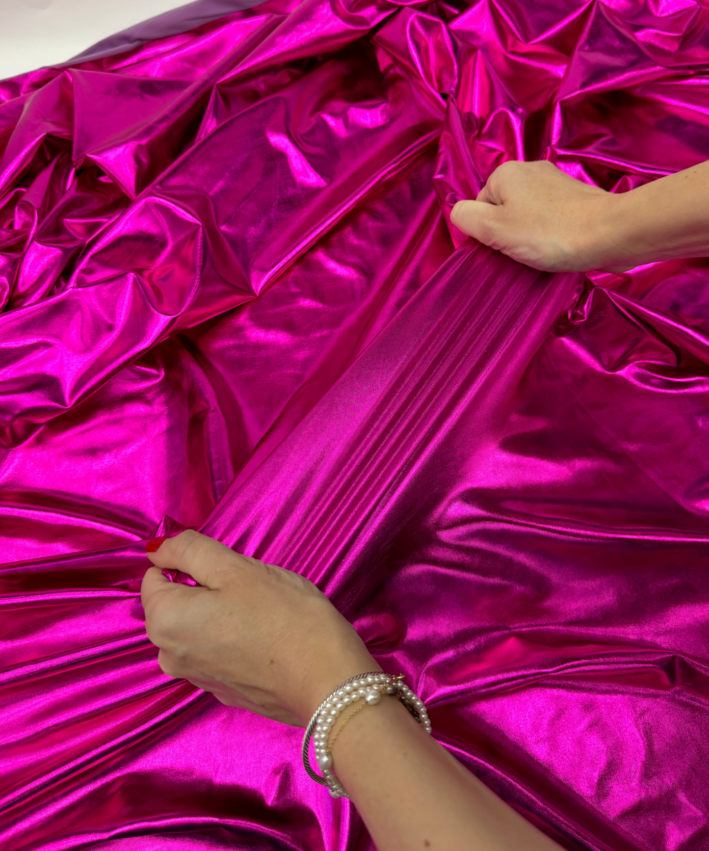 Fuchsia Metallic Stretch Foil Lame