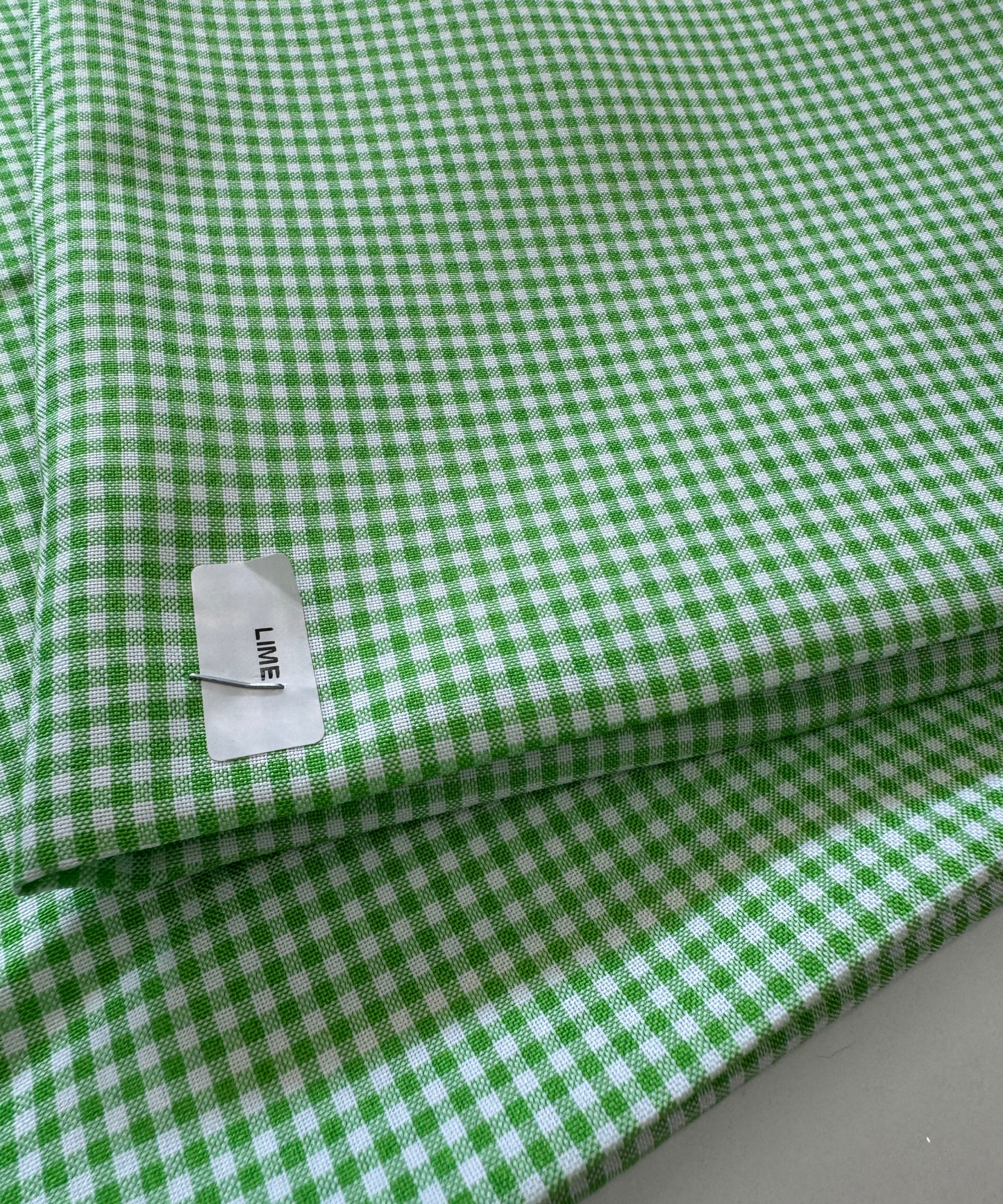 Lime Green 1/8" Gingham Shirting Poplin