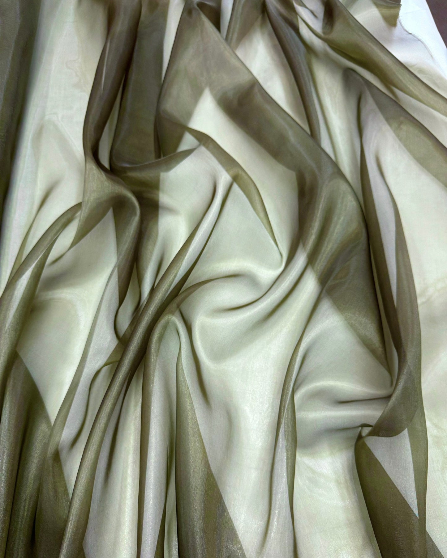 Olive Crystal Organza