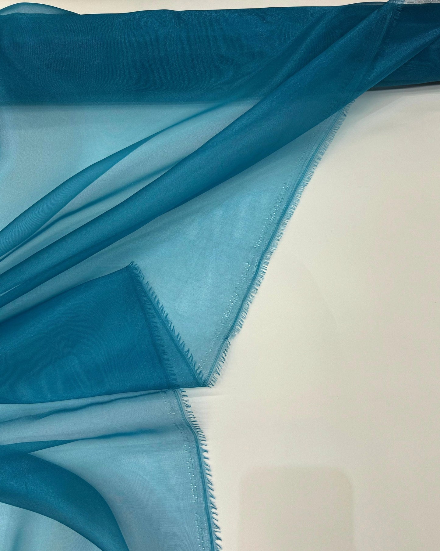 Teal Blue Crystal Organza
