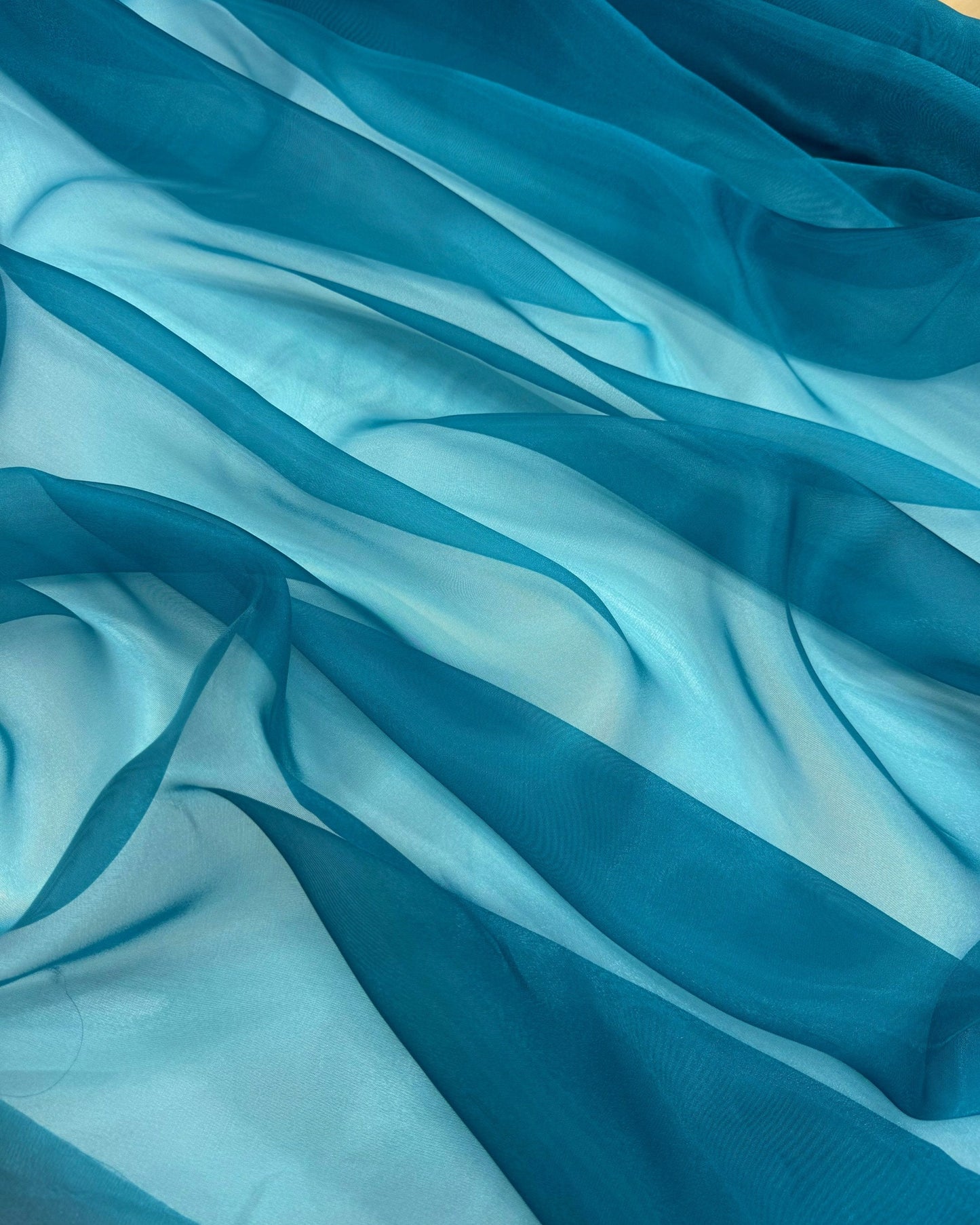 Teal Crystal Organza
