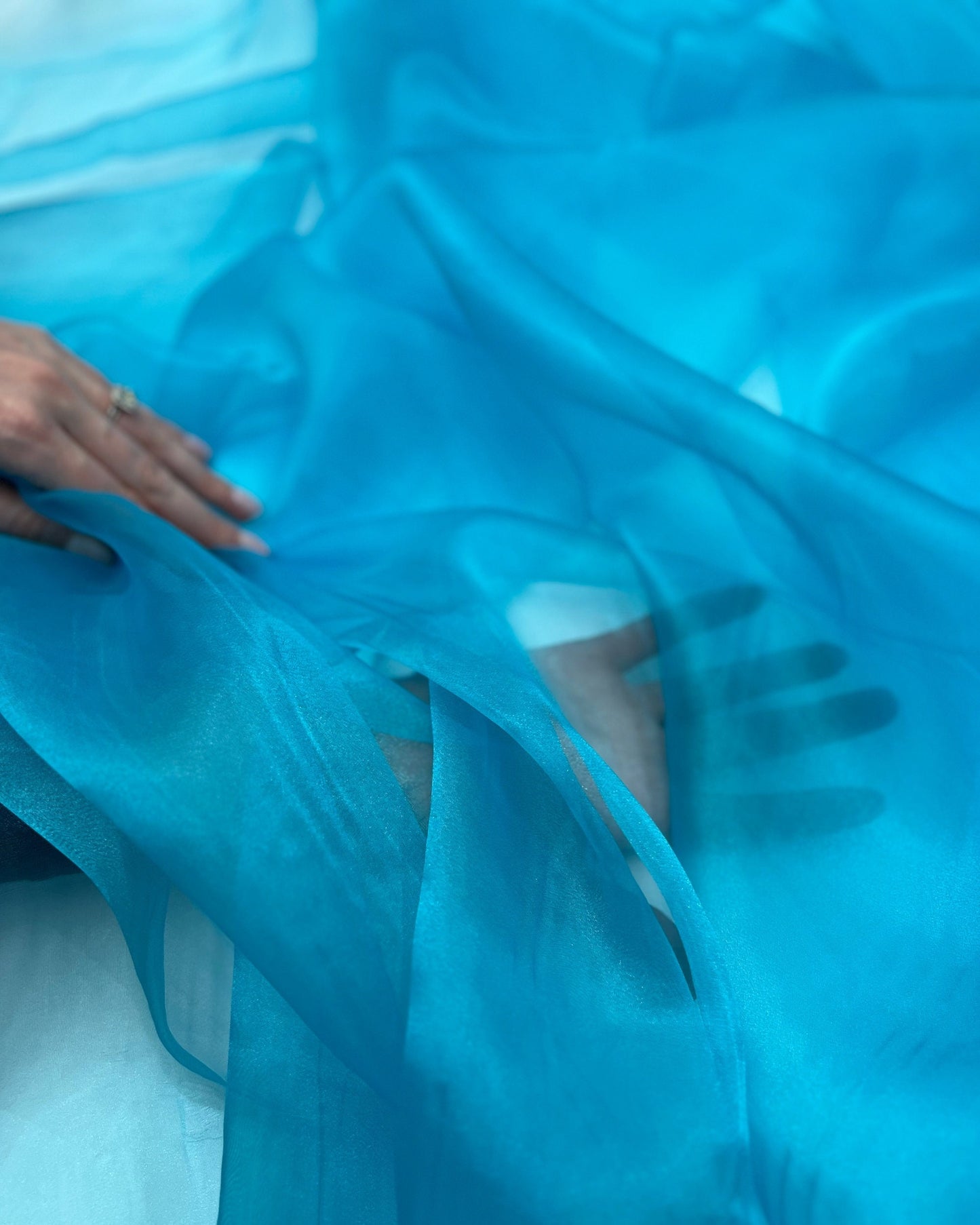 Turquoise Crystal Organza