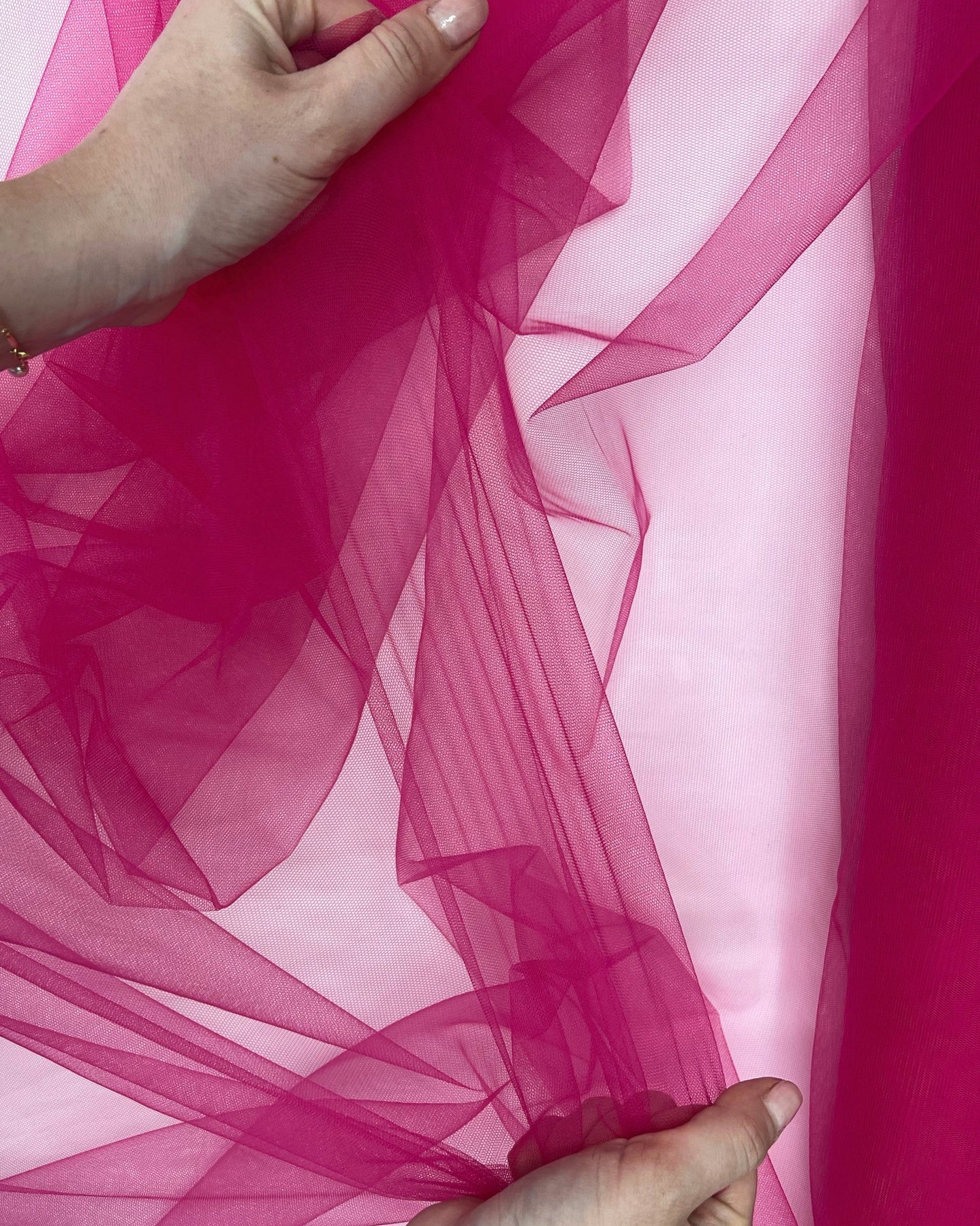 Hot Pink Stretch Netting Fabric