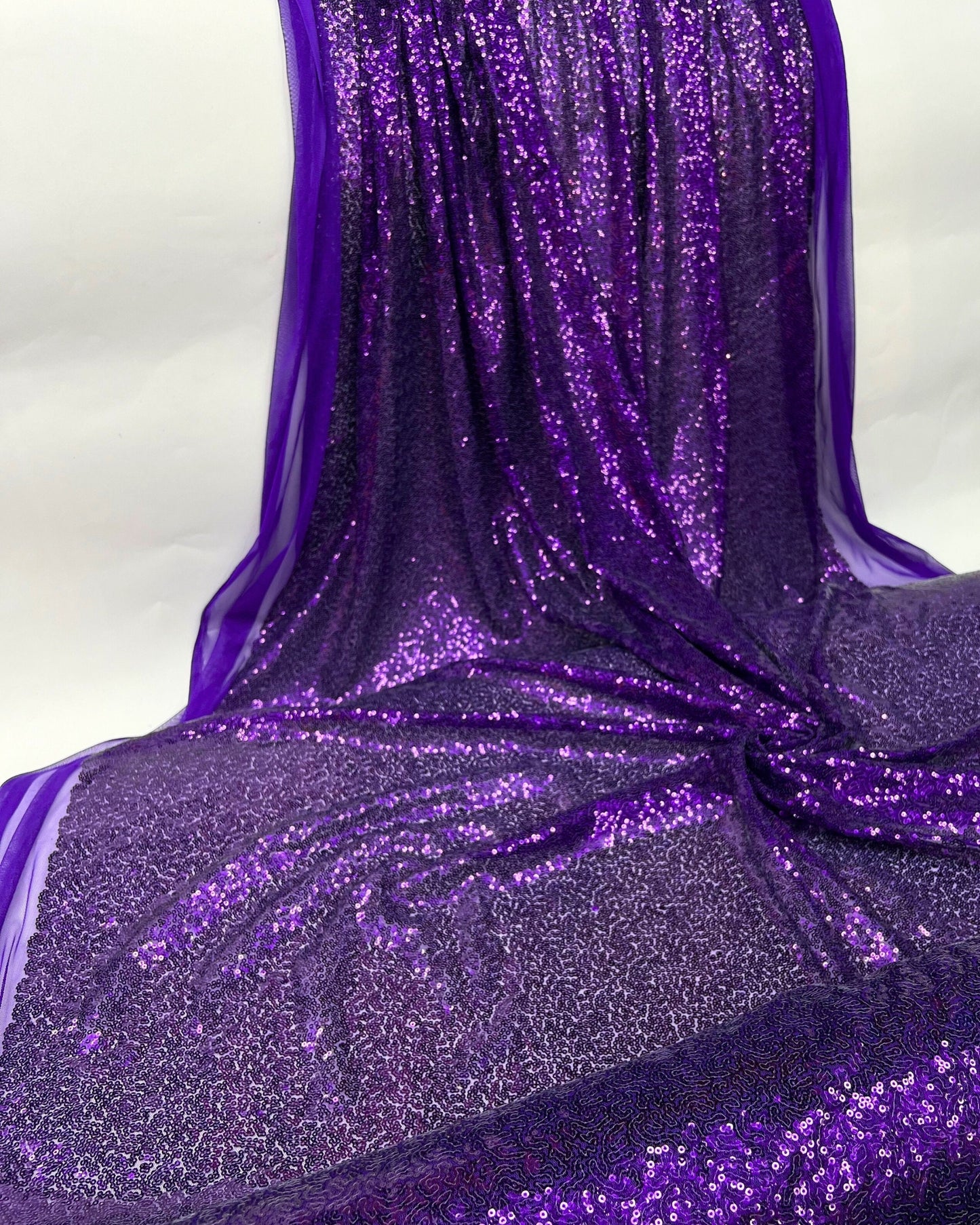 Purple Glitz Sequins Mesh Fabric