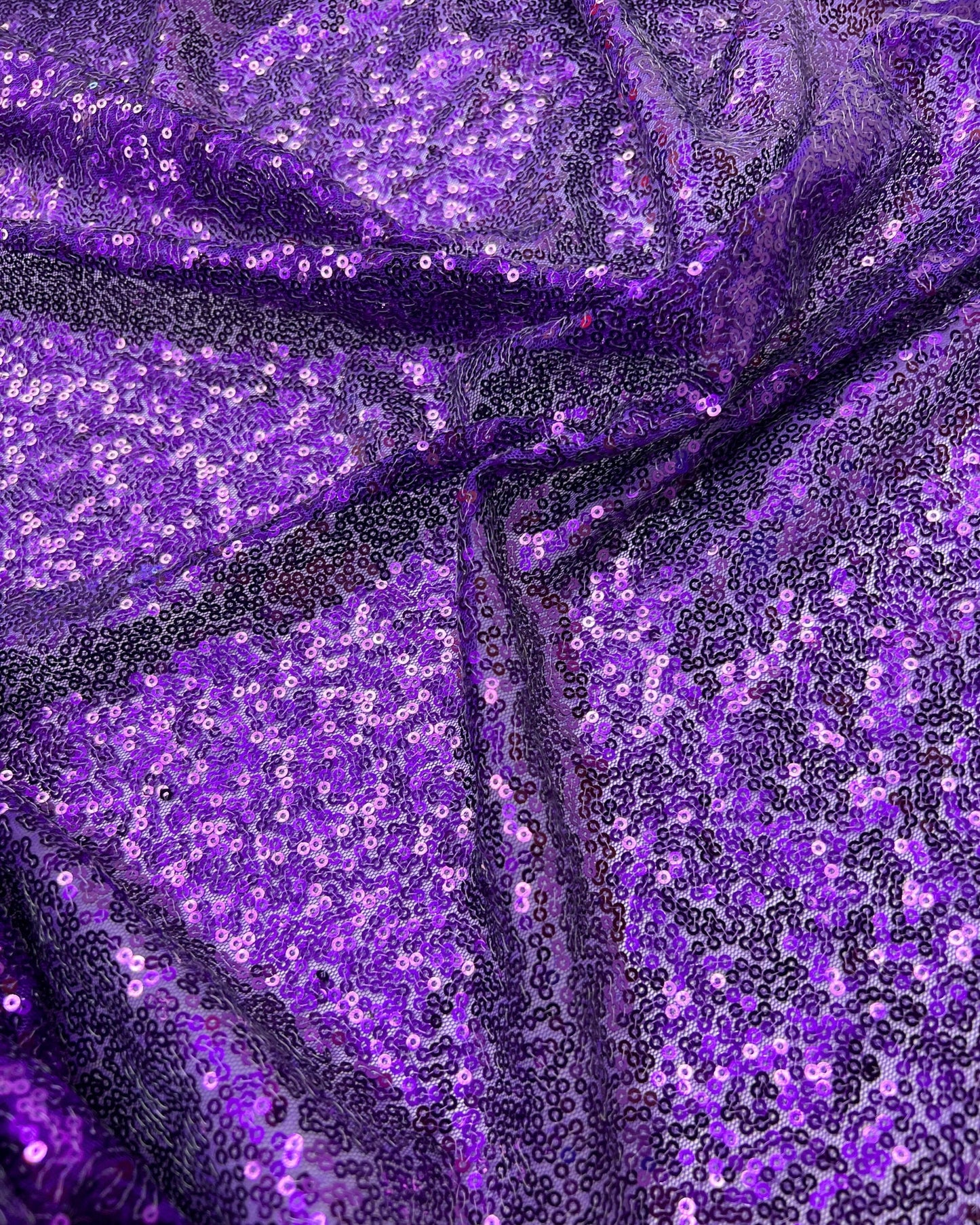 Purple Glitz Sequins Mesh Fabric
