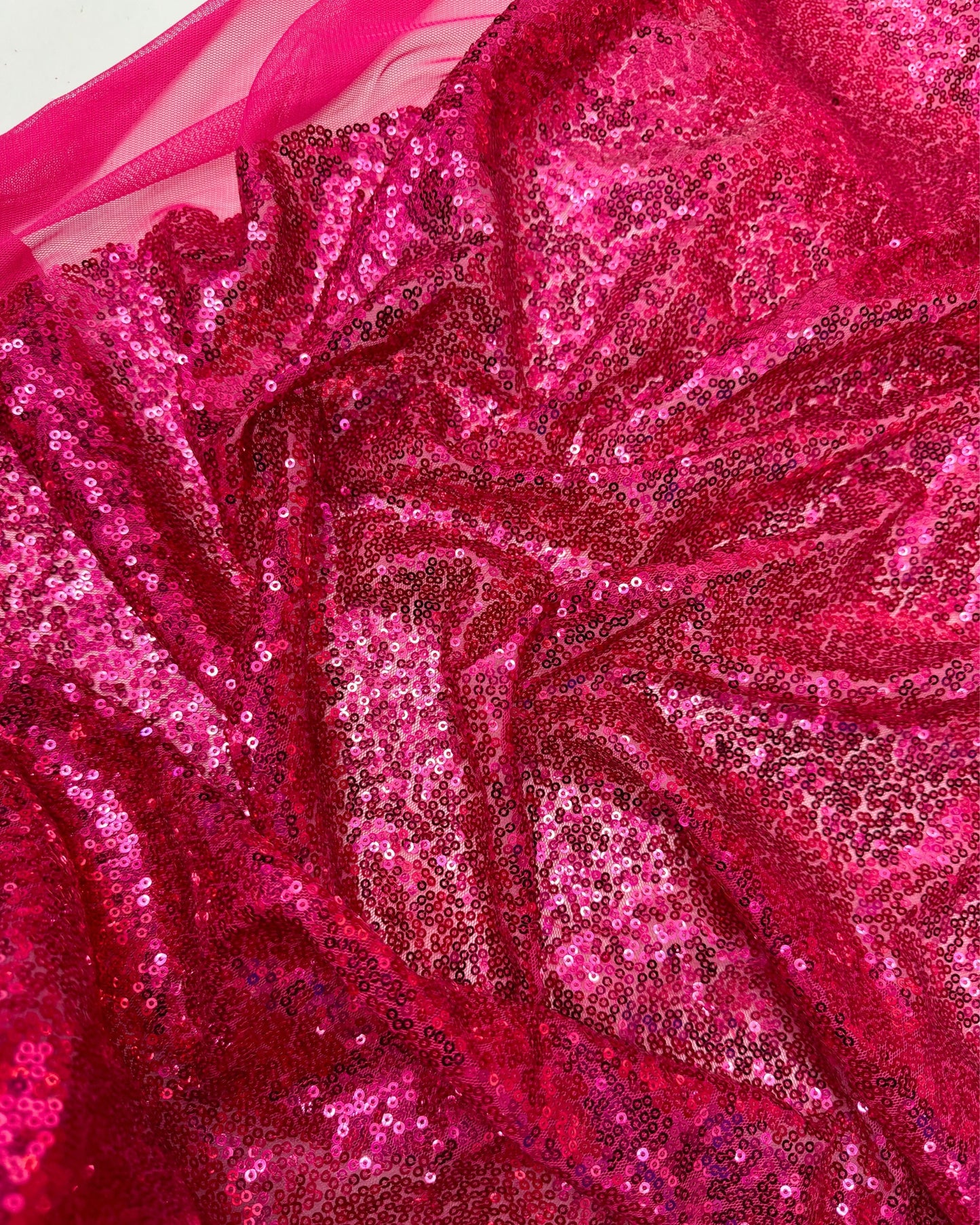 Fuchsia Glitz Sequins Mesh Fabric