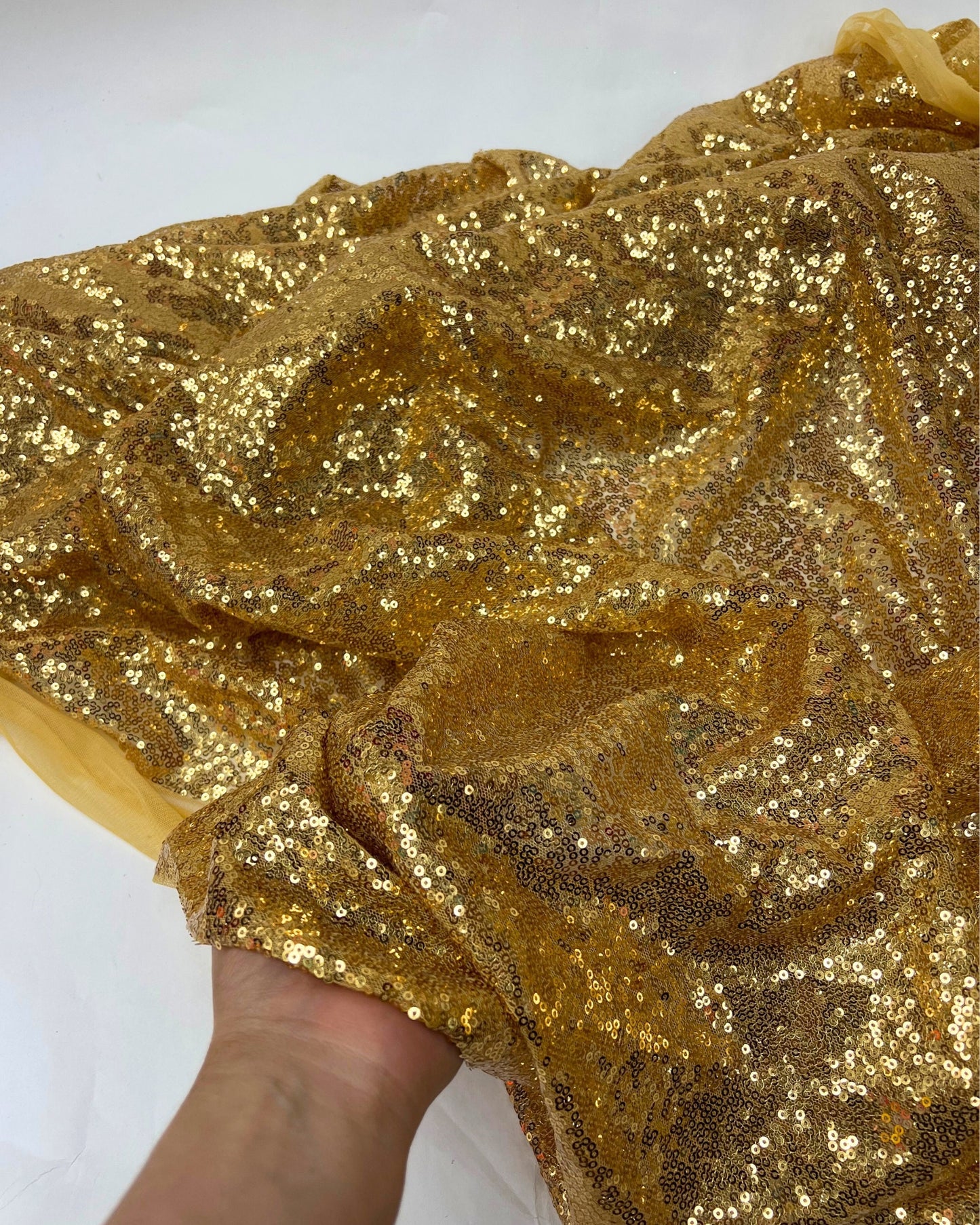 Gold Glitz Sequins Mesh Fabric