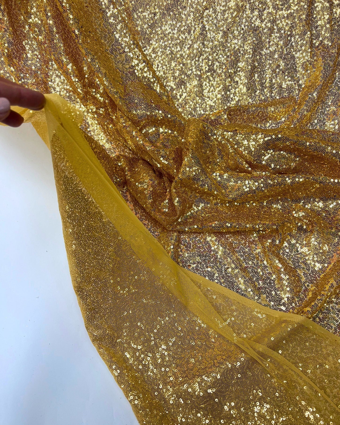 Gold Glitz Sequins Mesh Fabric