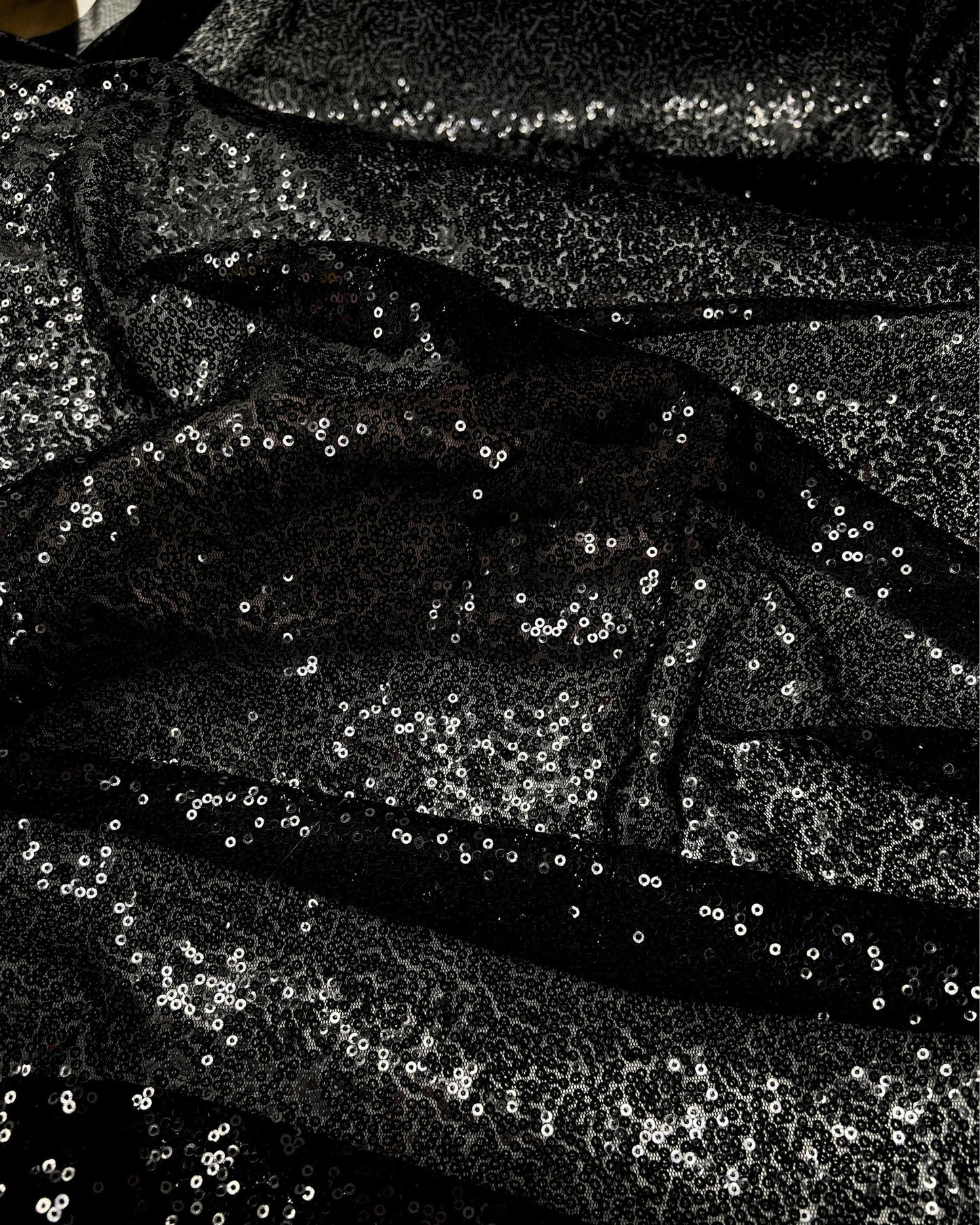 Black Glitz Sequins Mesh Fabric