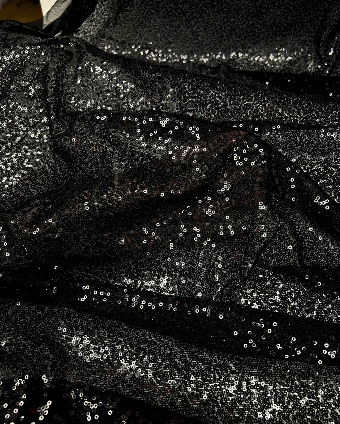 Black Glitz Sequins Mesh Fabric