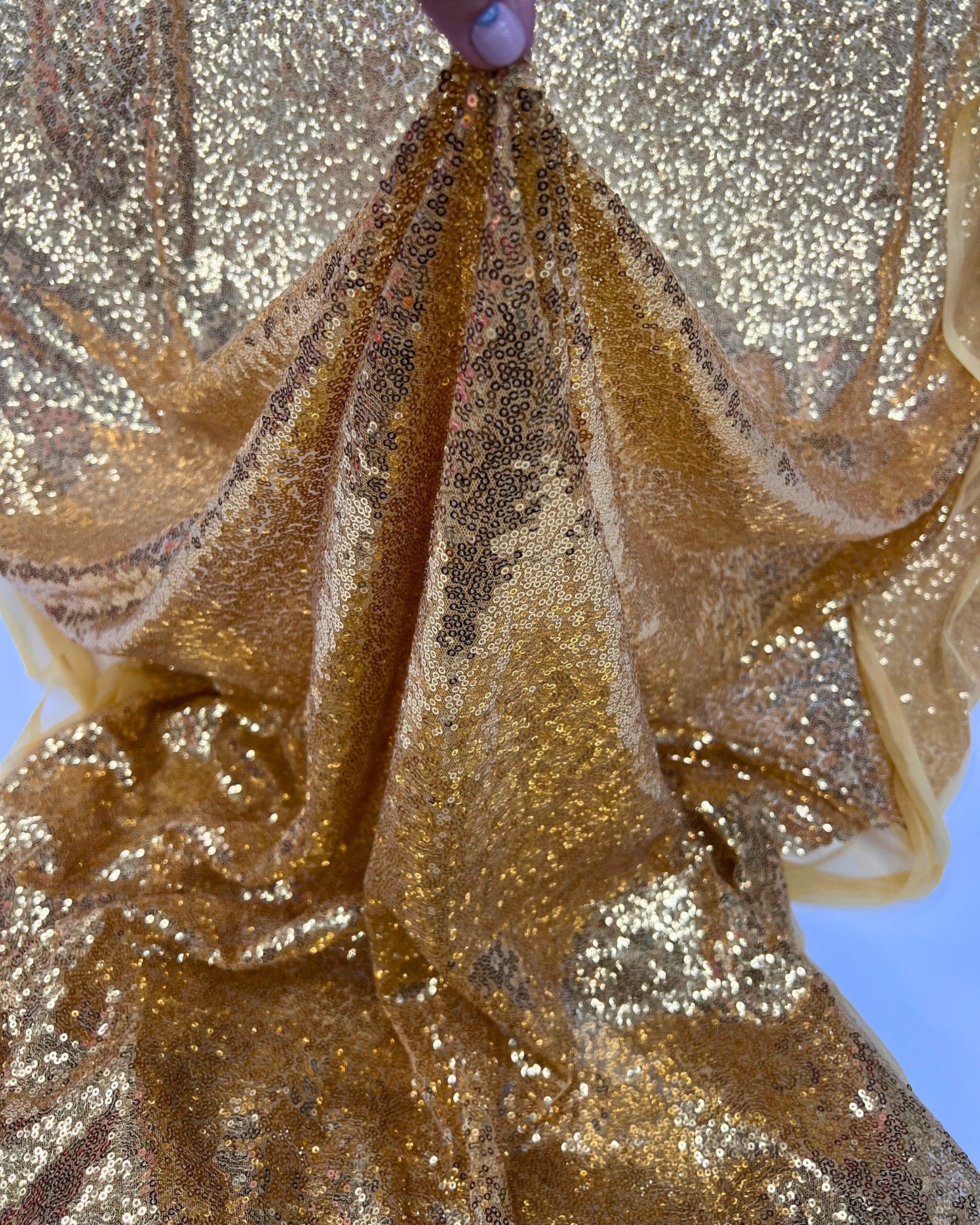 Gold Glitz Sequins Mesh Fabric