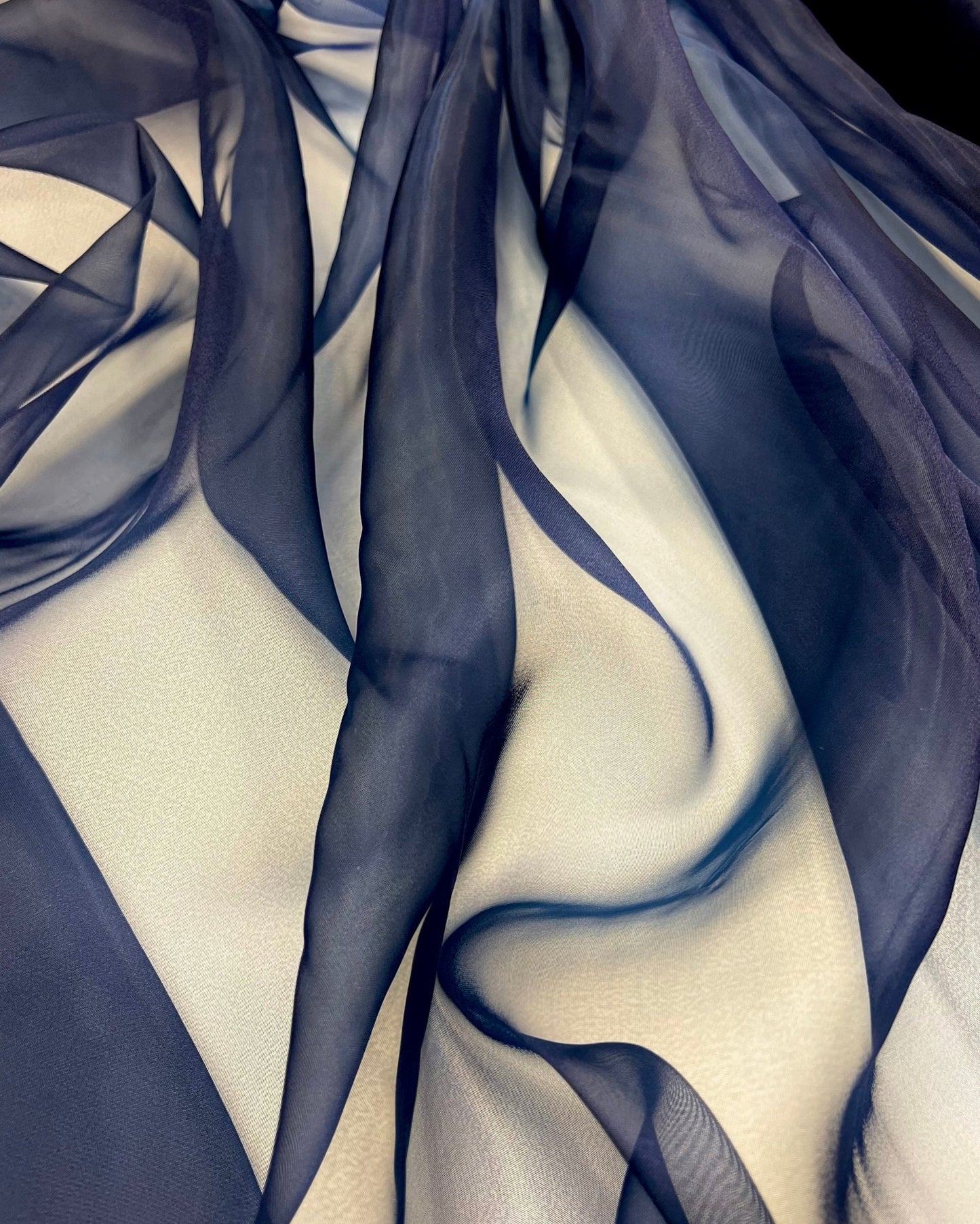 Navy Blue Crystal Organza