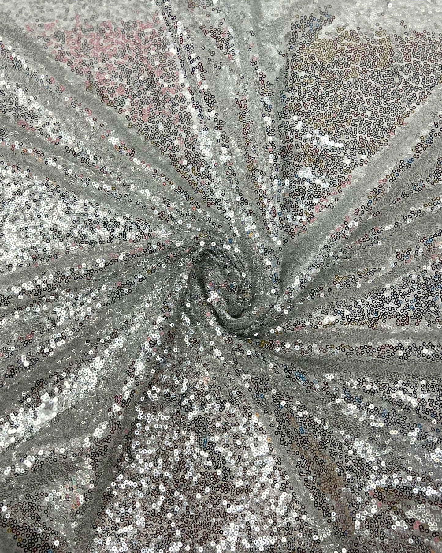 Silver Glitz Sequins Mesh Fabric