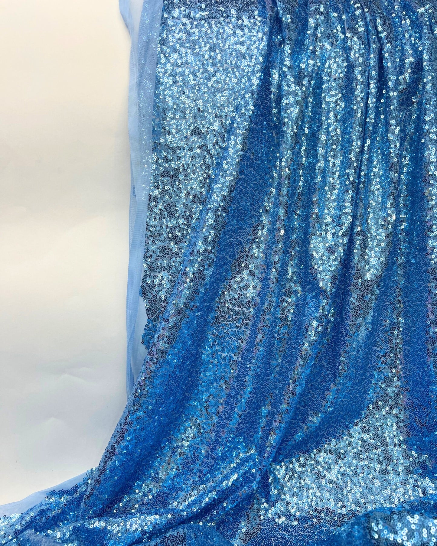 Baby Blue Glitz Sequins Mesh Fabric
