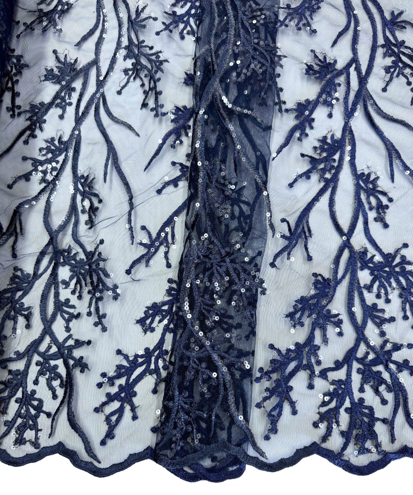 Navy Sequin Lace Fabric