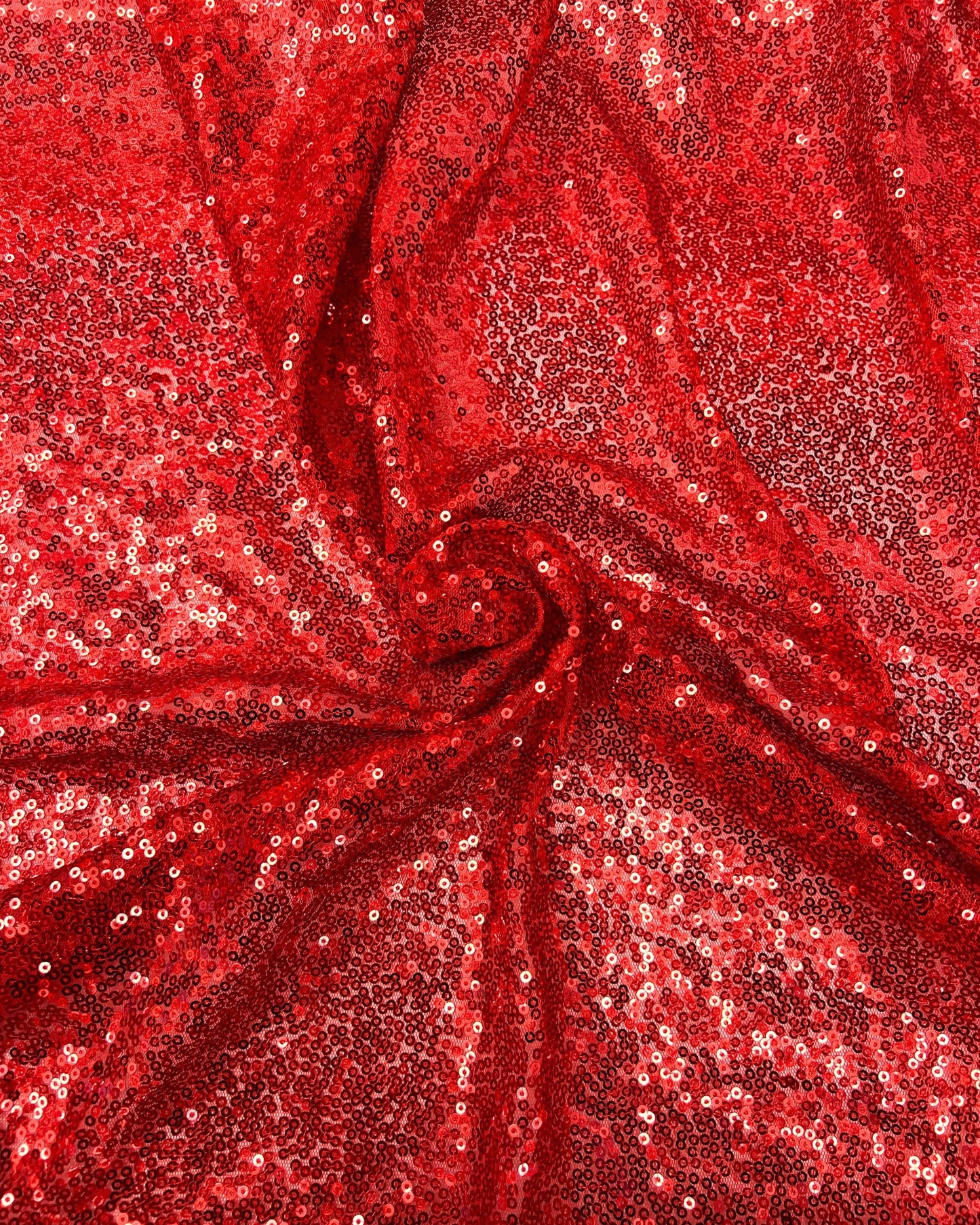 Red Glitz Sequins Mesh Fabric
