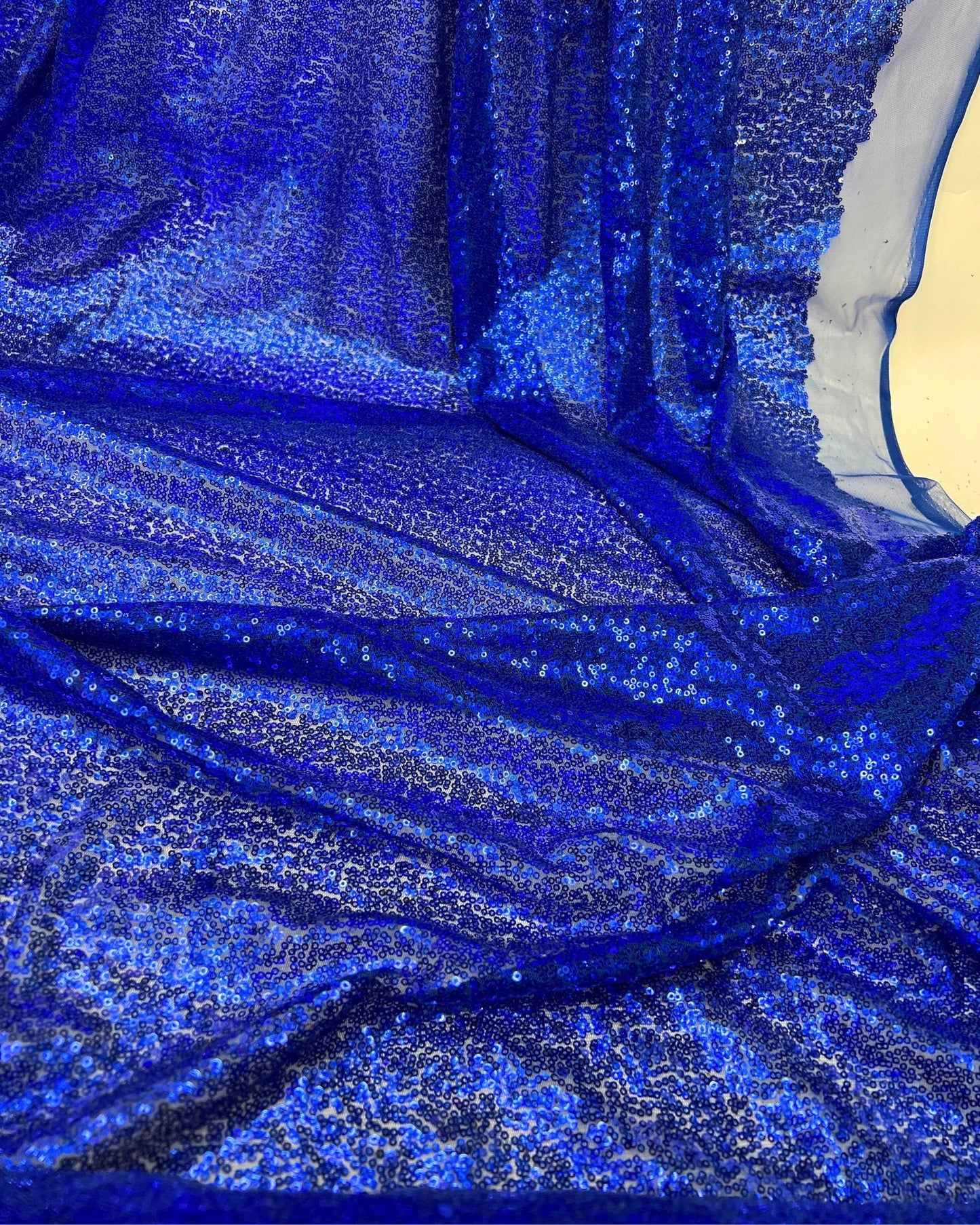 Blue Glitz Sequins Mesh Fabric