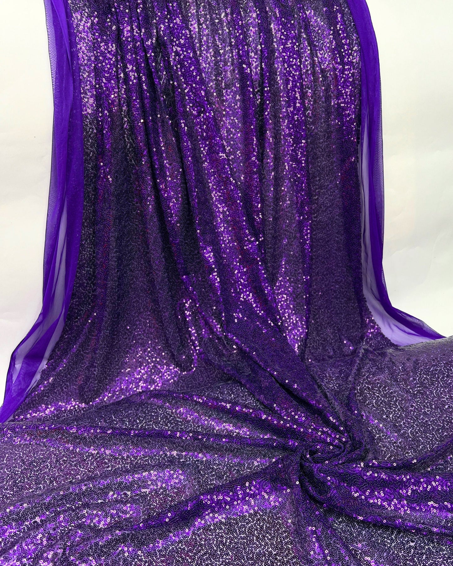 Purple Glitz Sequins Mesh Fabric