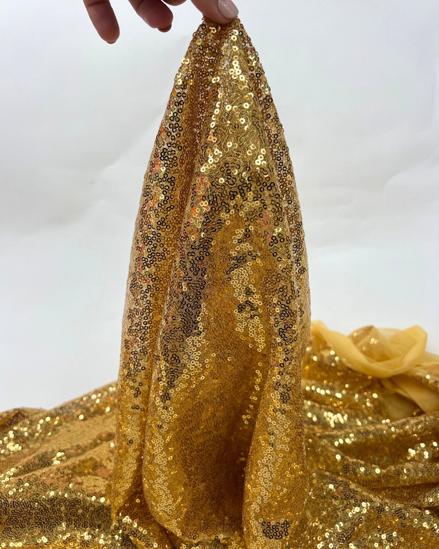 Gold Glitz Sequins Mesh Fabric