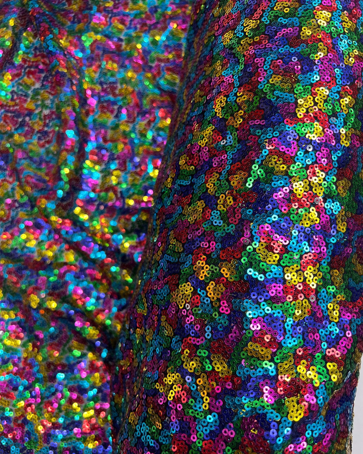 Rainbow Glitz Sequins Mesh Fabric