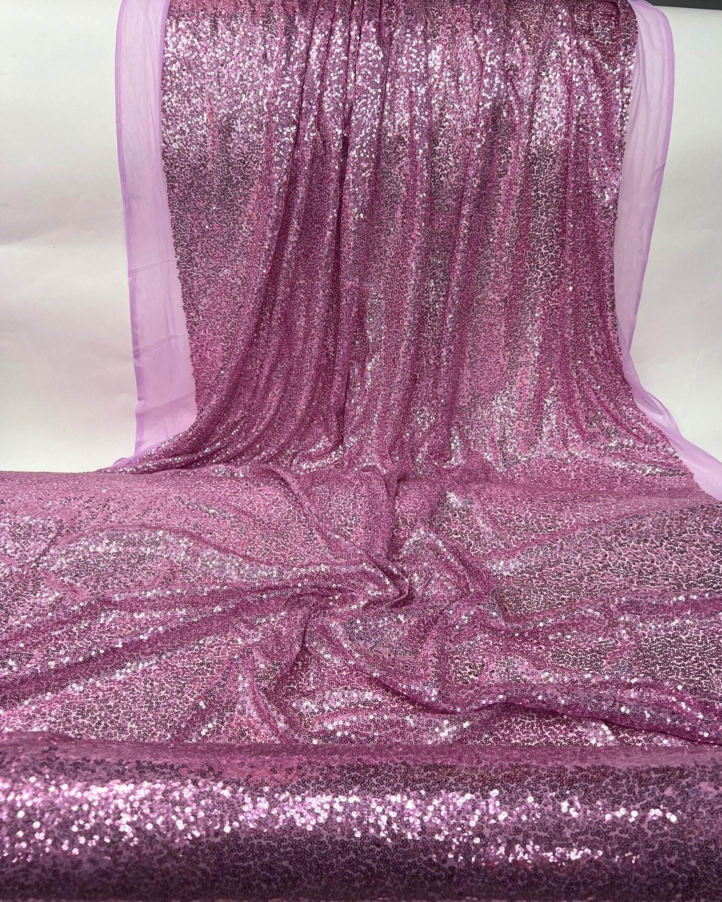 Pink Glitz Sequins Mesh Fabric