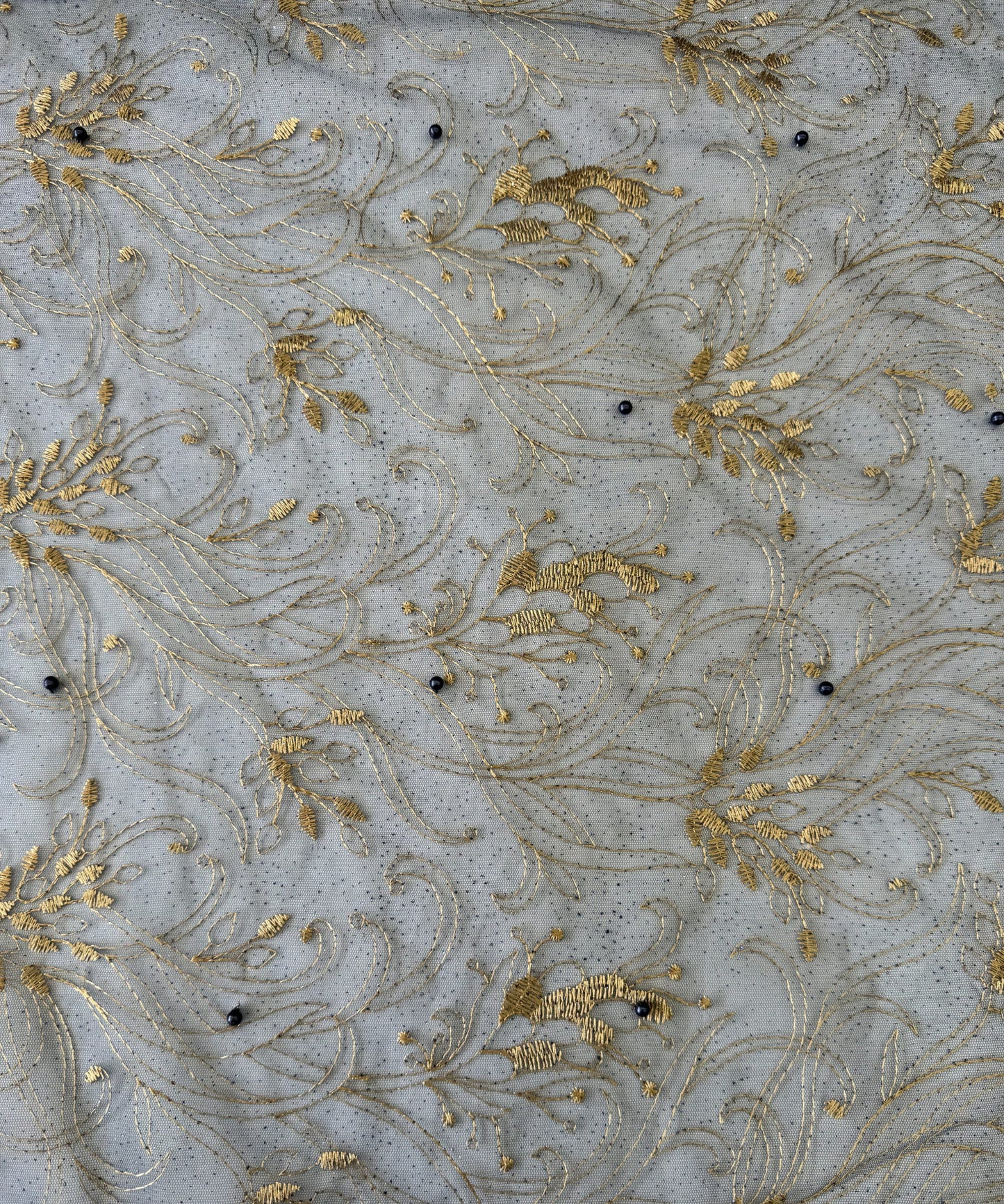 Navy Blue/Gold Embroidered Lace Fabric, Floral Embroidery on Lace Navy Blue Embroidered Lace Fabric Blue/Gold Lace by the Yard, African Lace