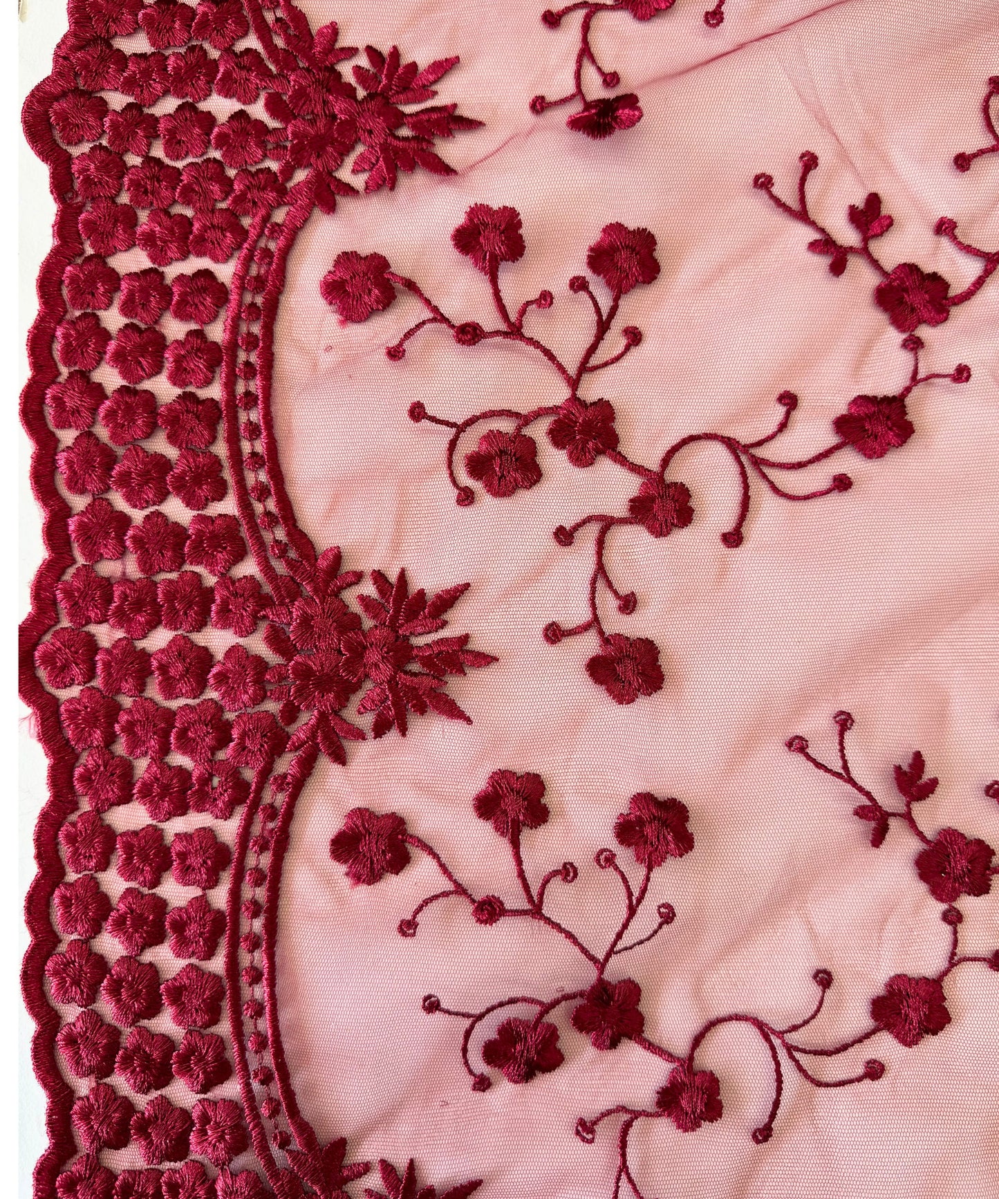 Burgundy Scallop Lace Fabric