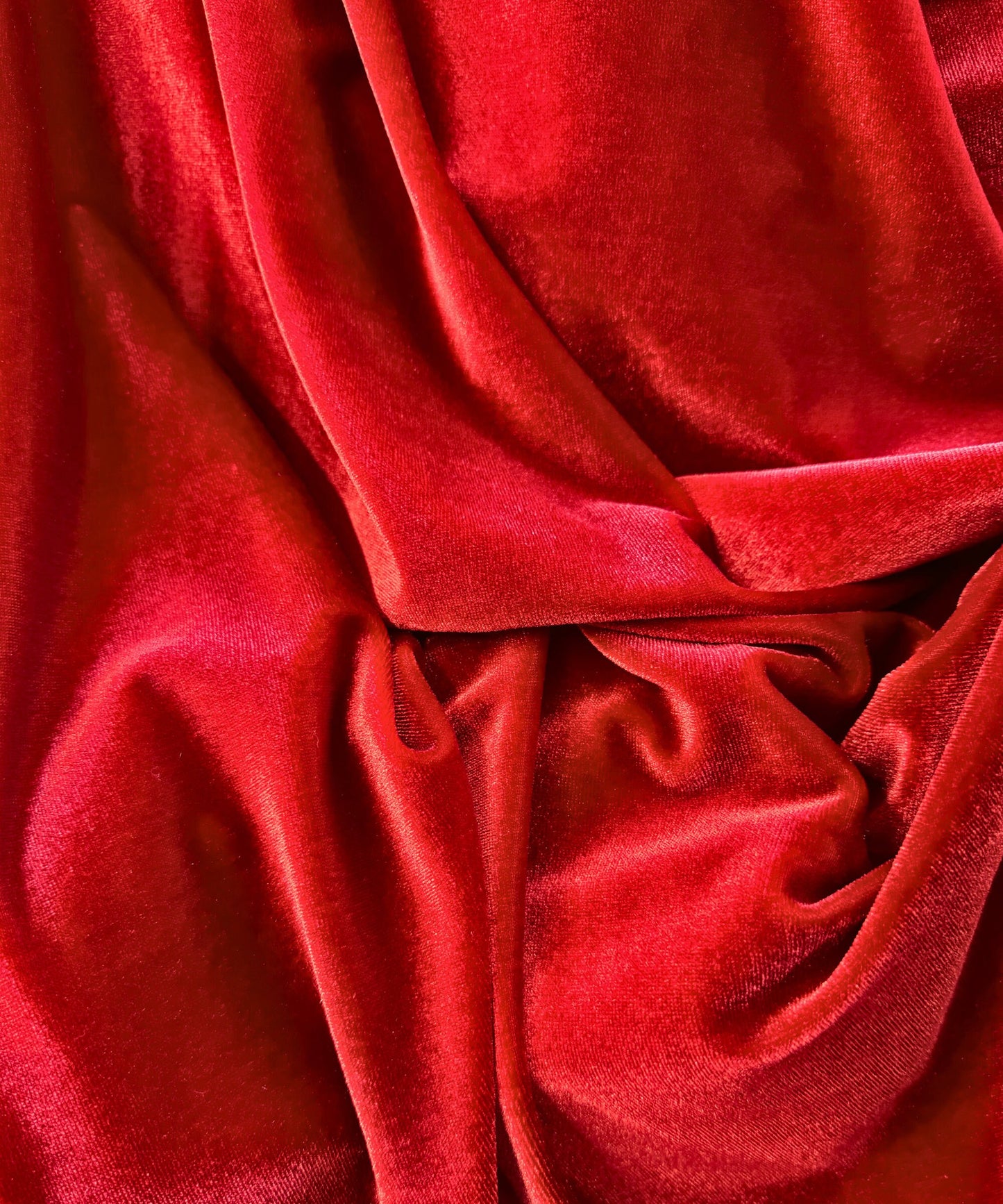 red stretch velvet fabric