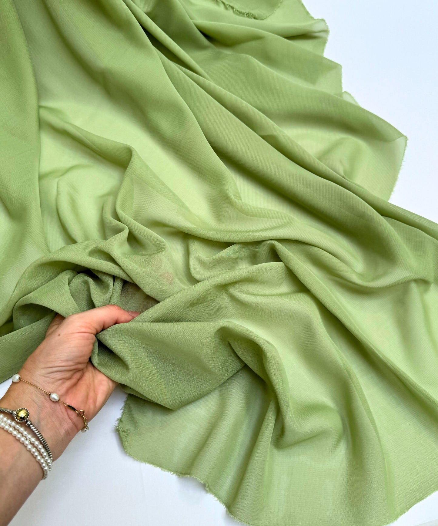 sage green sheer chiffon fabric