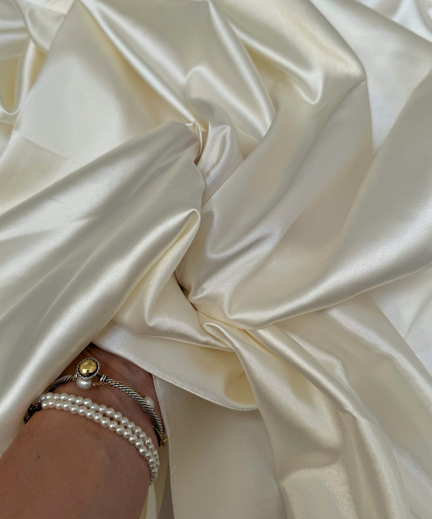 Ivory Silky Stretch Satin