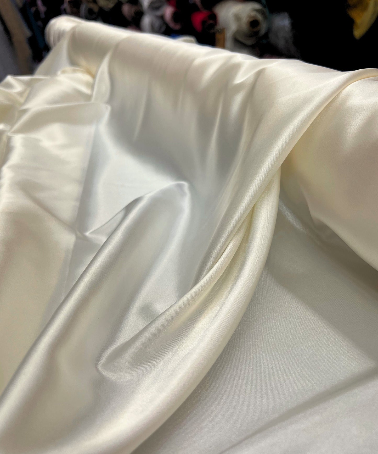 Ivory Silky Stretch Satin