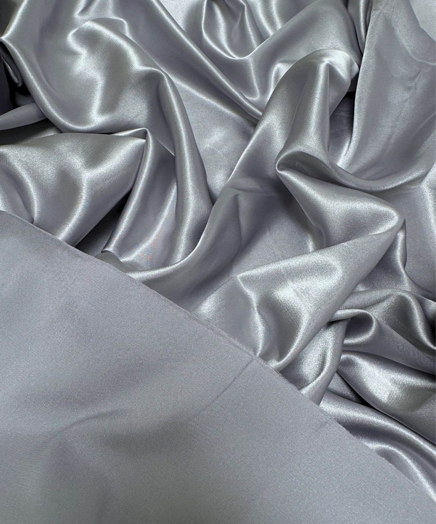Silver Silky Stretch Satin