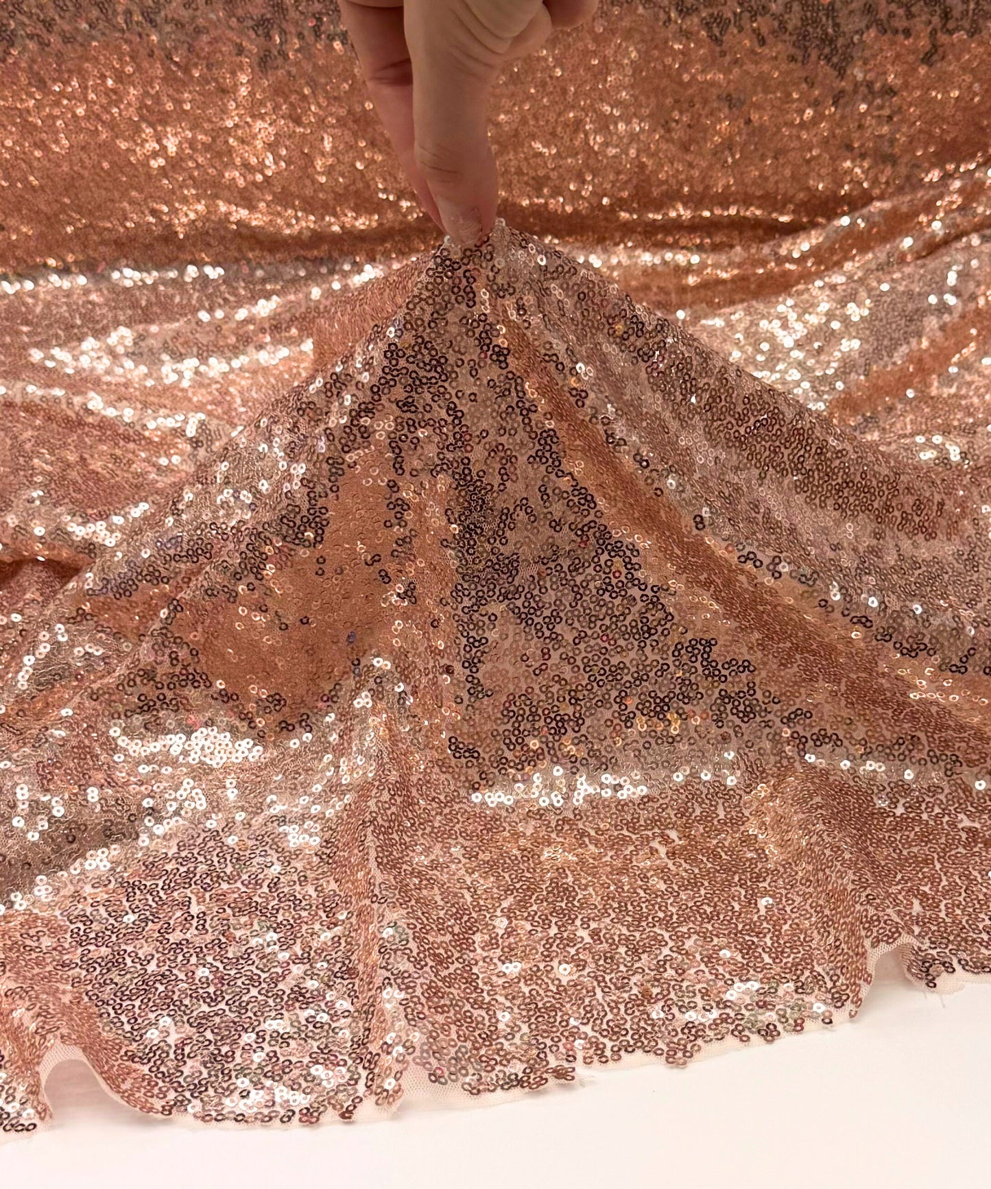 Rose Gold Glitz Sequins Mesh Fabric