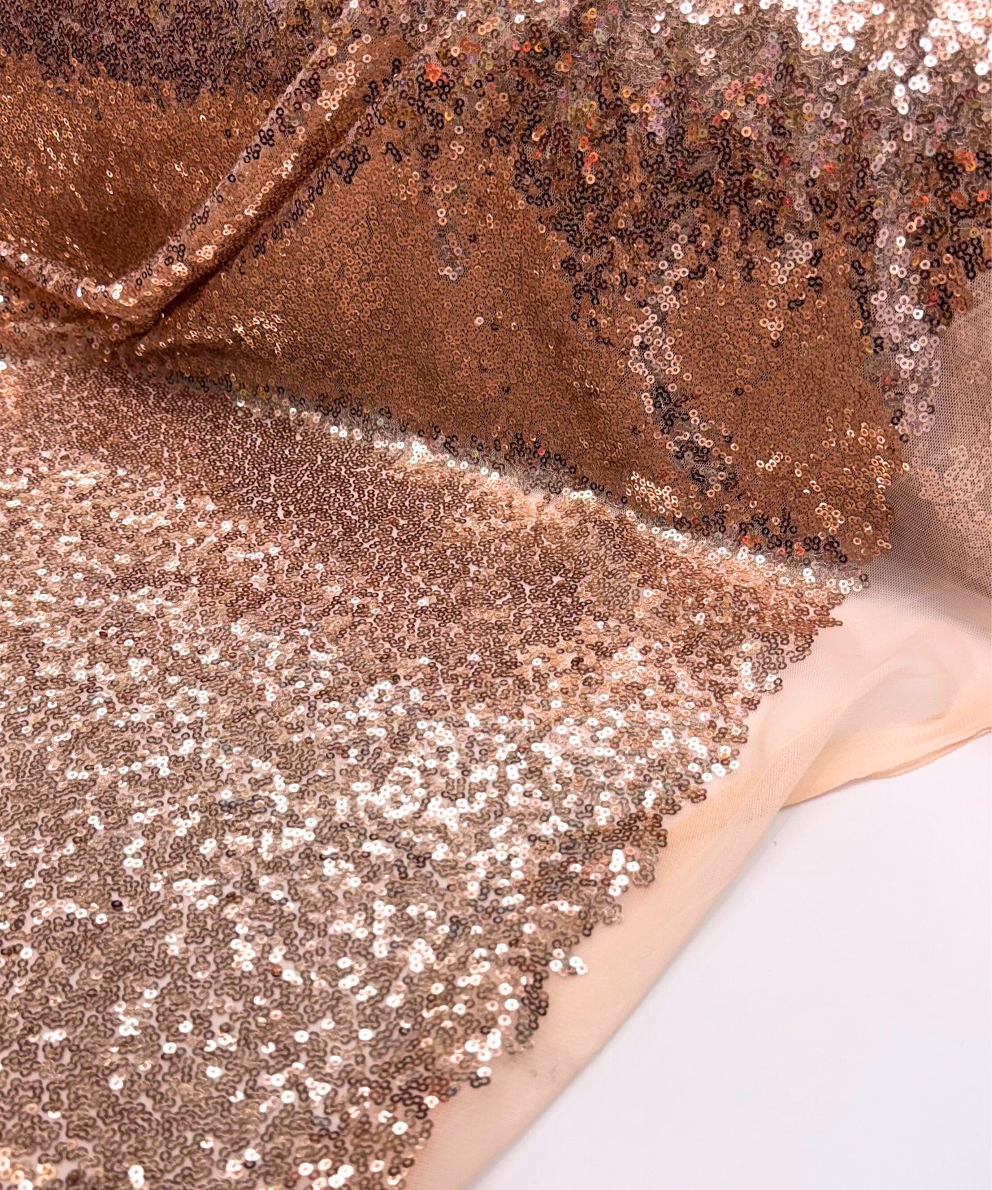 Stretch Rose Gold Sequins on Mesh Fabric, Rose Gold Sequin Fabric by the Yard, Sequins Fabric for Party Dress, Sequin Dress, Decor, Gowns