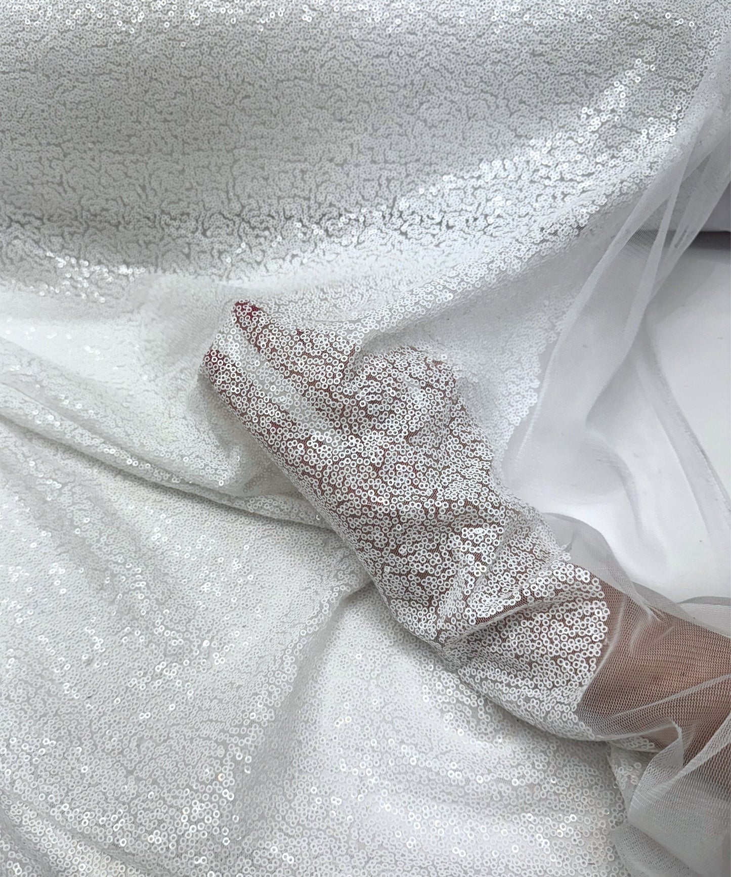 White Sequin Fabric by the Yard, Glitz Full White Sequins on Mesh Fabric, Sequin Fabric for Bridal Dress, Sequin Dress, Wedding Decoration