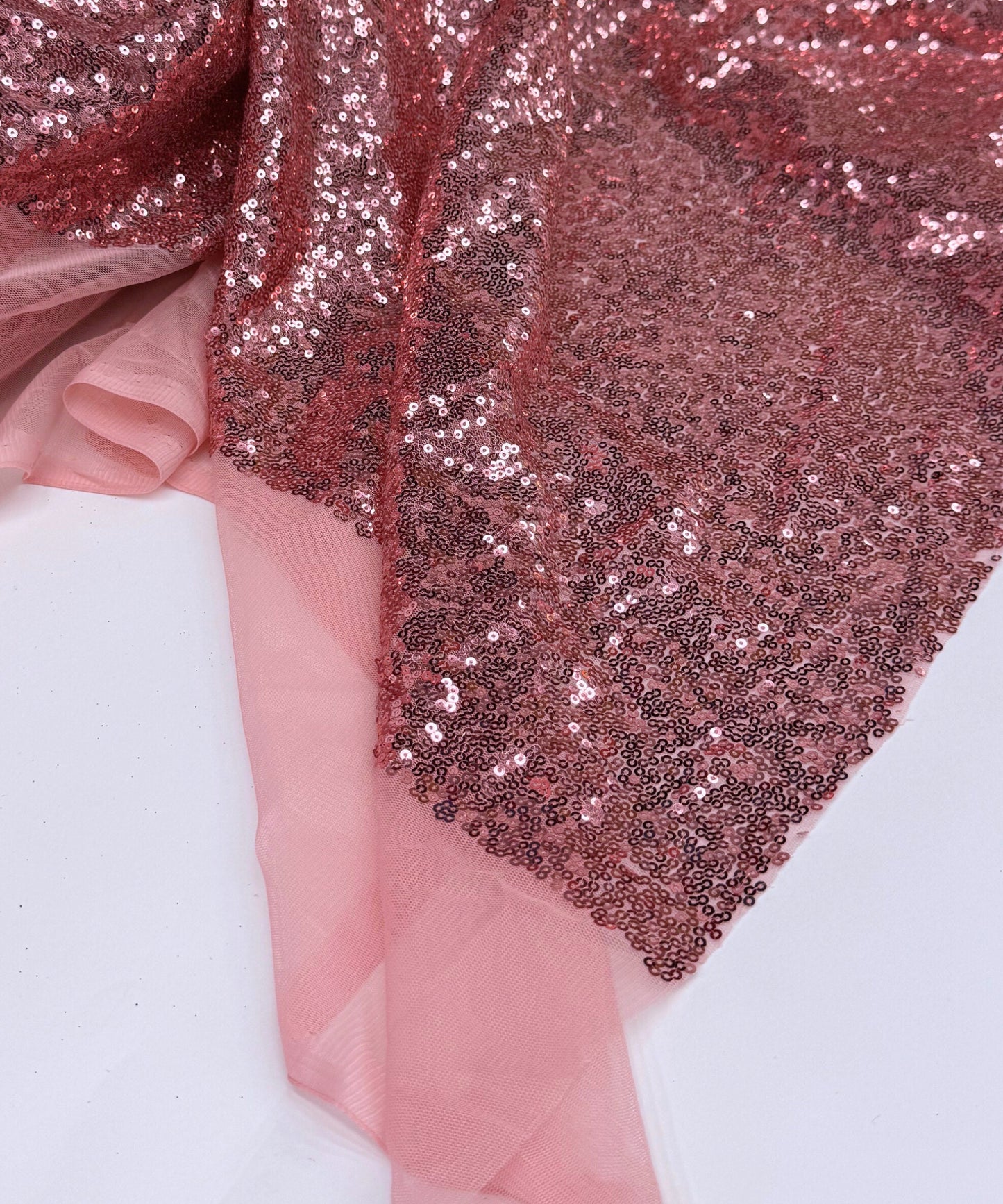 Dusty Rose Glitz Sequins Mesh Fabric