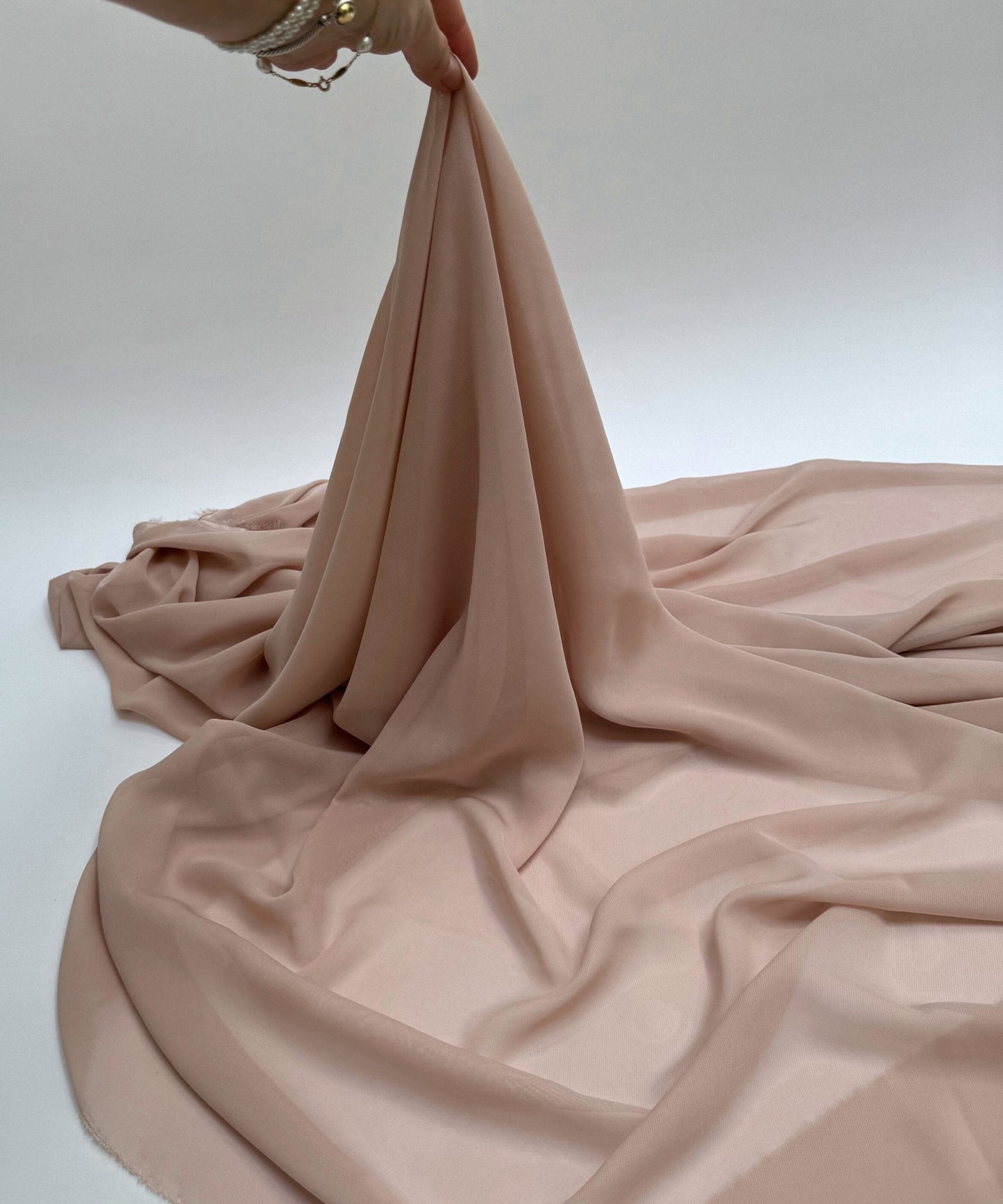 Light mocha tan sheer chiffon fabric