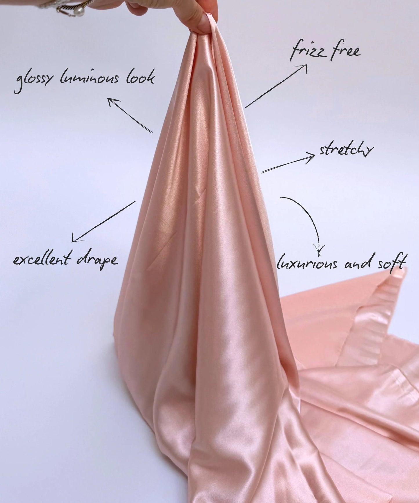 blush pink stretch satin