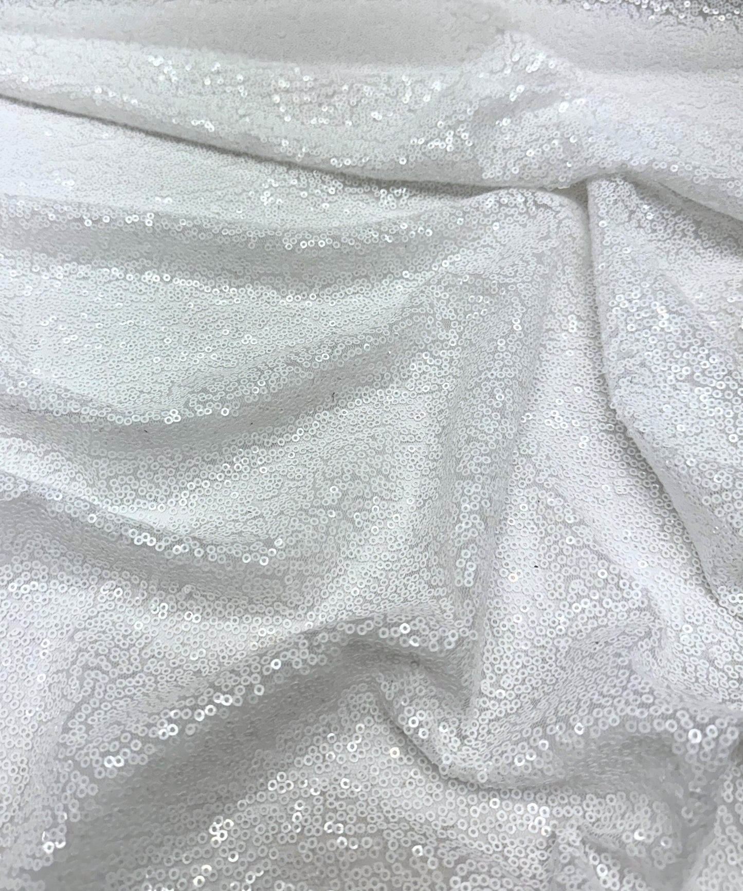 White Sequin Fabric by the Yard, Glitz Full White Sequins on Mesh Fabric, Sequin Fabric for Bridal Dress, Sequin Dress, Wedding Decoration