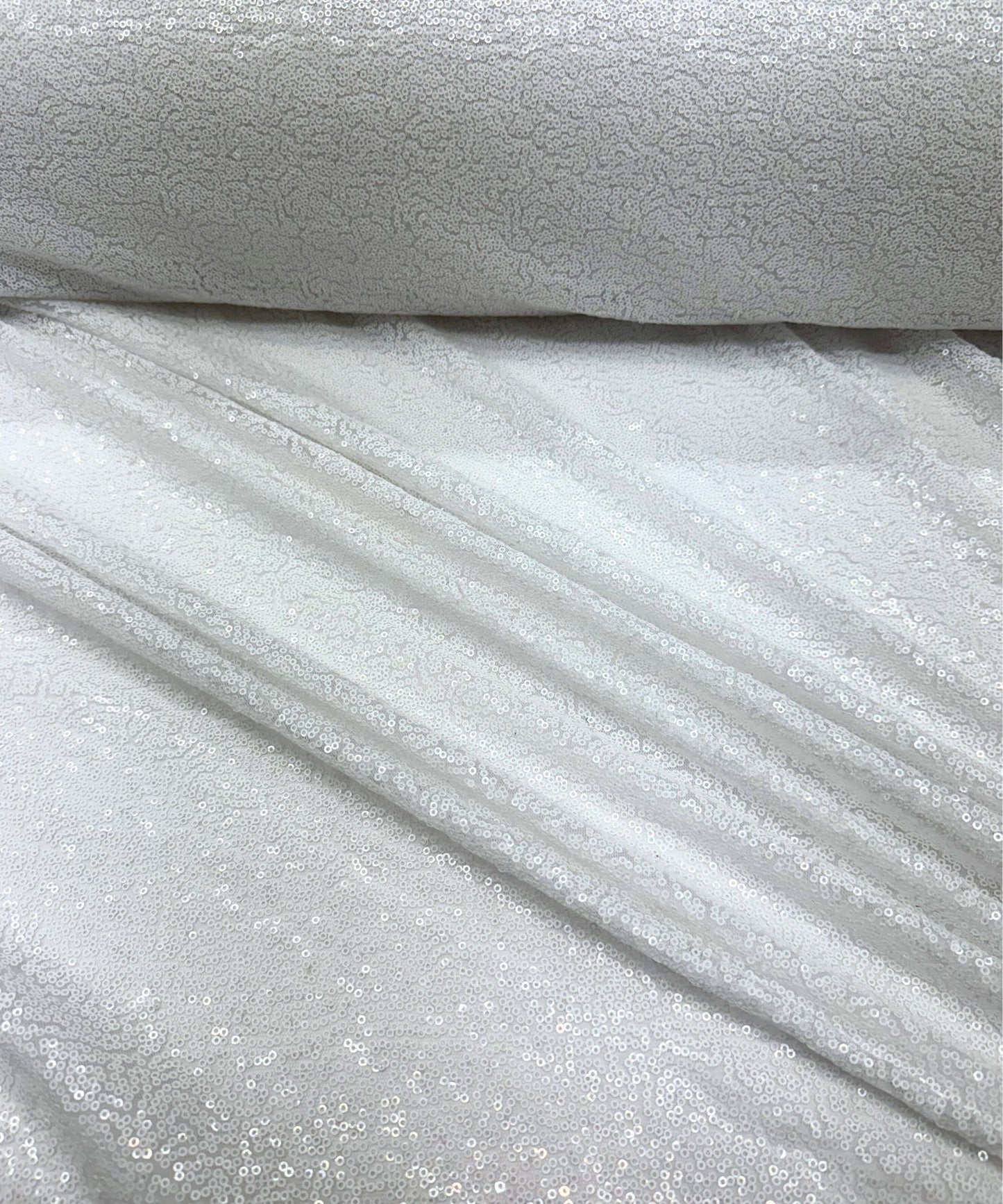 White Sequin Fabric by the Yard, Glitz Full White Sequins on Mesh Fabric, Sequin Fabric for Bridal Dress, Sequin Dress, Wedding Decoration