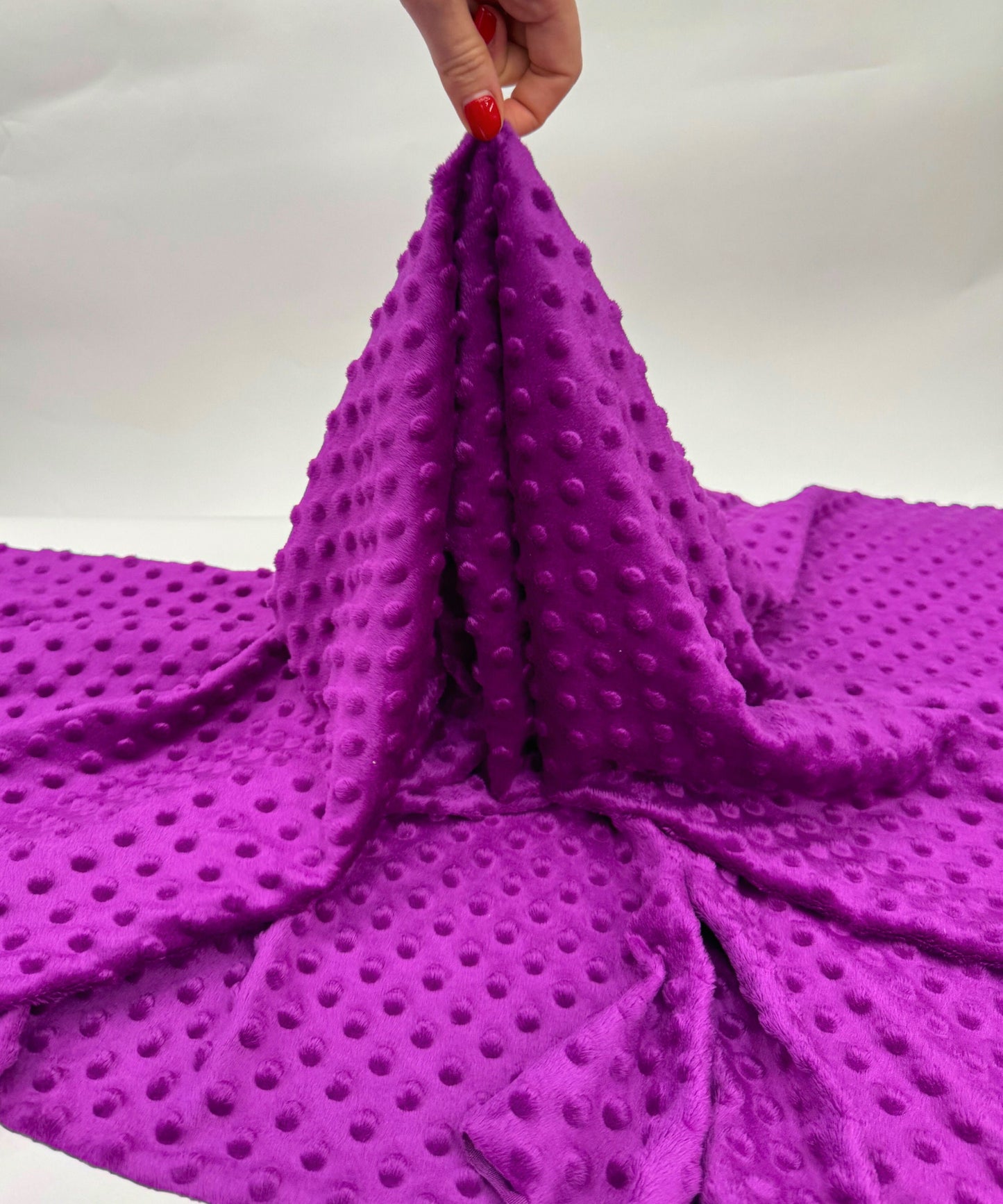 Magenta Minky Dot Fleece Fabric by the Yard, Magenta Minkee Polka Dot Fabric, Magenta Plush Minky Fabric for Soft Blankets, Baby Blanket