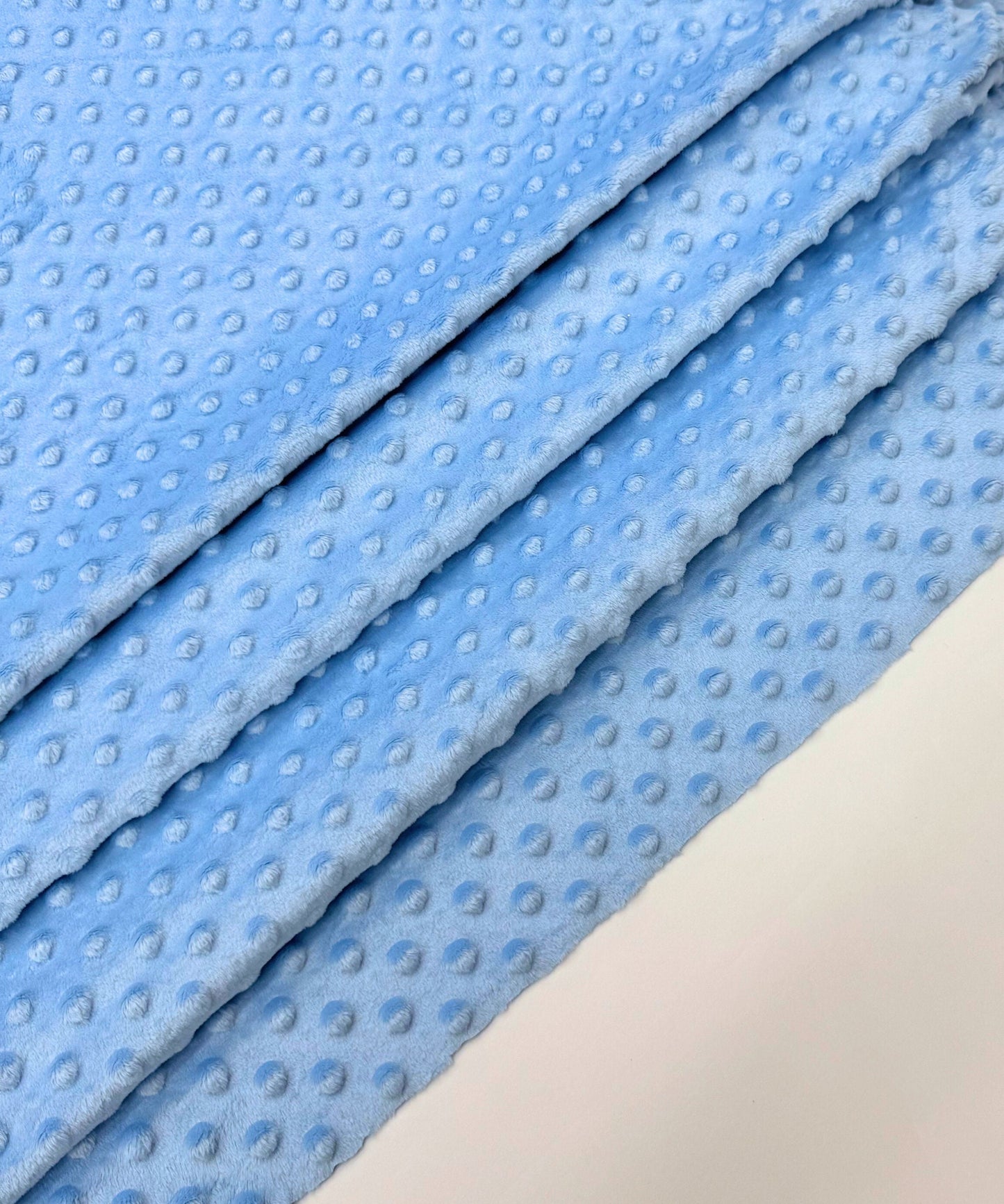 Baby Blue Minky Dot Fleece Fabric by the Yard, Dimple Dot Minkee Fabric, Baby Blue Plush Fabric for Blankets, Pillow Covers, Baby Blanket