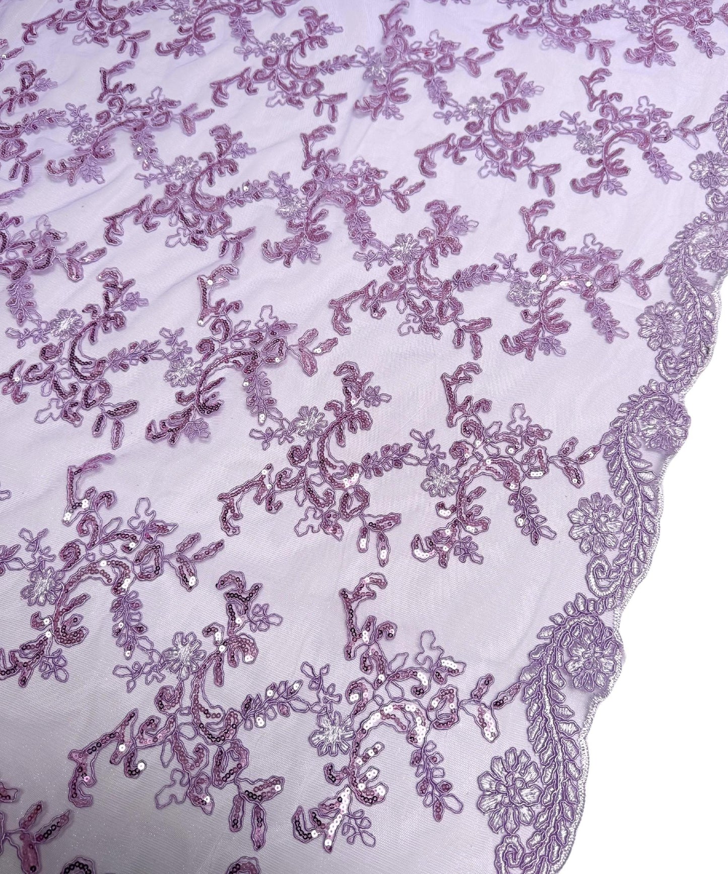 Lavender Sequin Lace Fabric