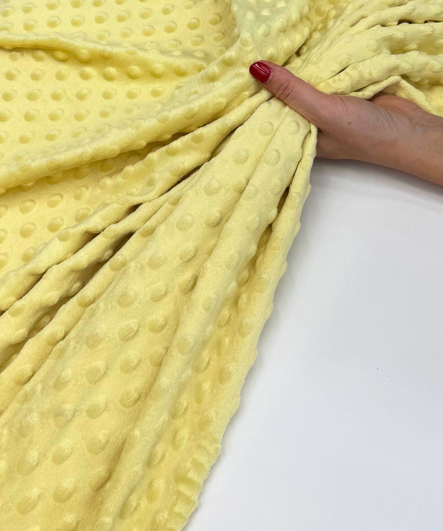 Yellow Minky Dot Fleece Fabric by the Yard, Dimple Dot Minkee Fabric Yellow Plush Fabric for Blankets, Pillow Covers Soft Toys, Baby Blanket