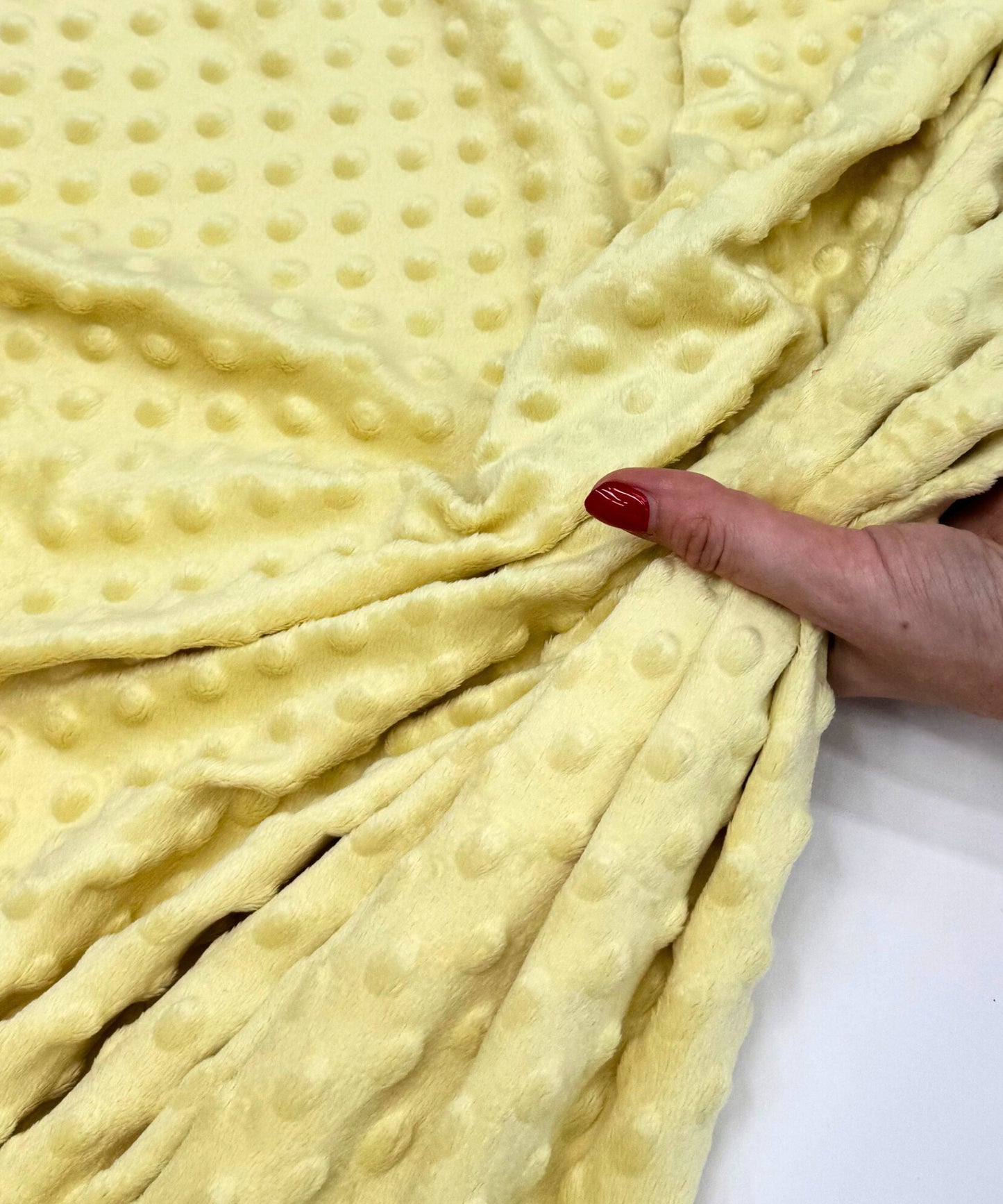 Yellow Minky Dot Fleece Fabric by the Yard, Dimple Dot Minkee Fabric Yellow Plush Fabric for Blankets, Pillow Covers Soft Toys, Baby Blanket