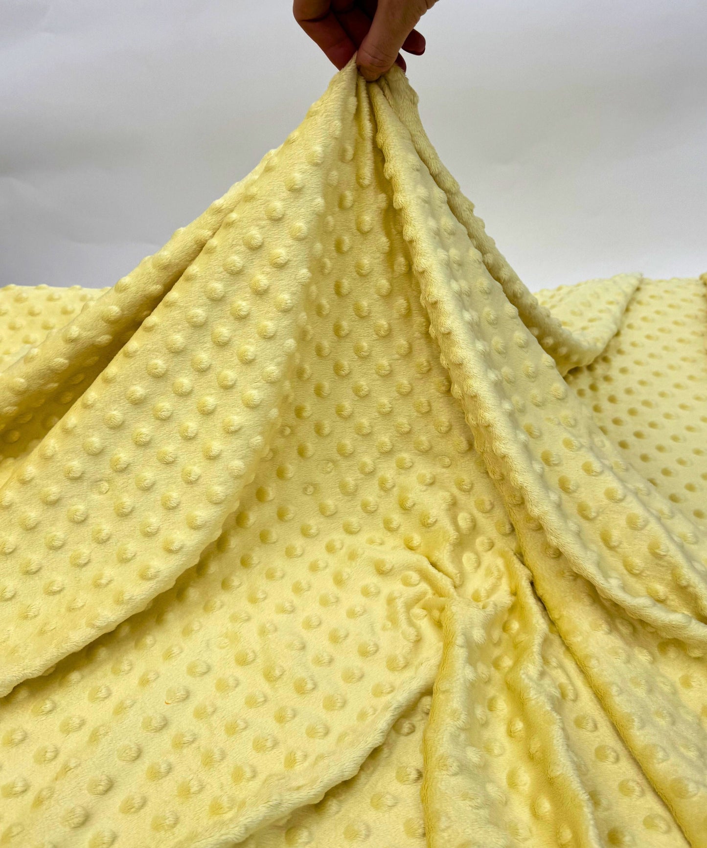 Yellow Minky Dot Fleece Fabric by the Yard, Dimple Dot Minkee Fabric Yellow Plush Fabric for Blankets, Pillow Covers Soft Toys, Baby Blanket