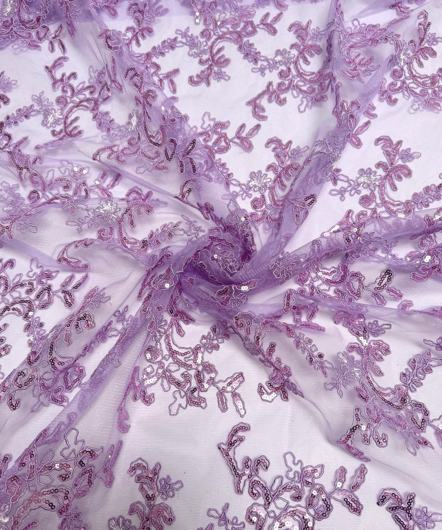 Lavender Sequin Lace Fabric